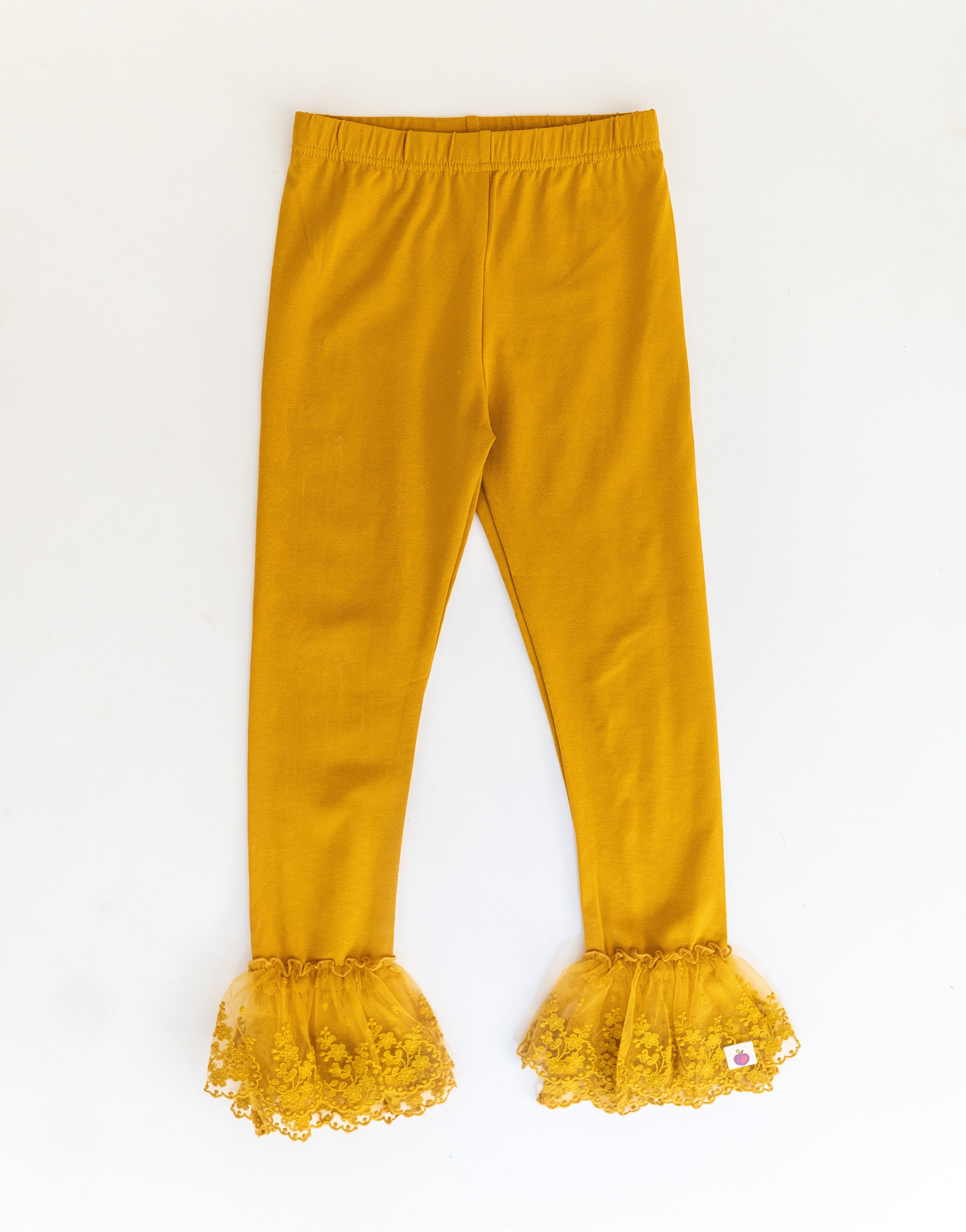 Lace Ruffle Leggings - Mustard