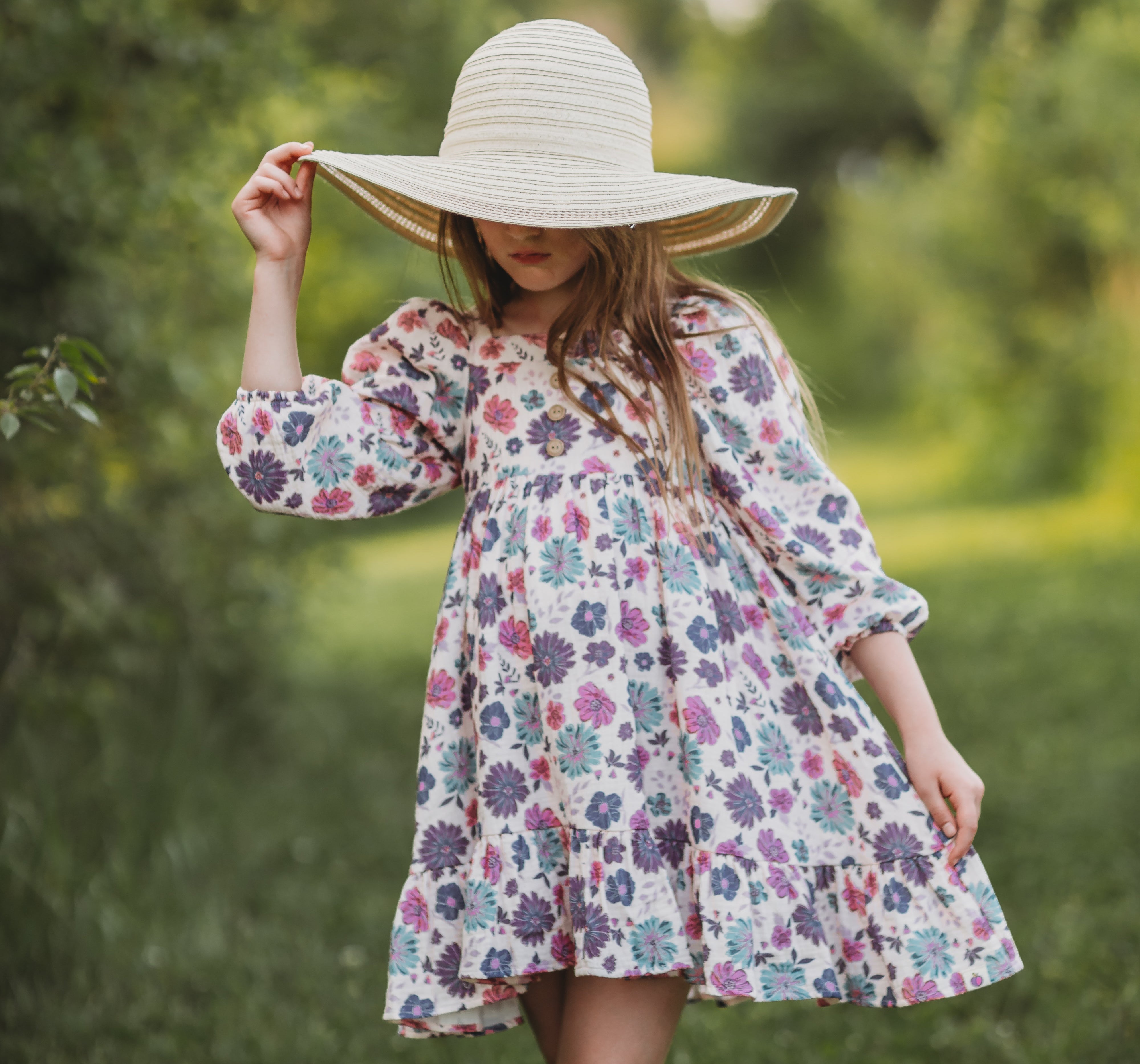 Puff Sleeve Gauze Dress - Jewelbloom (Pre-Order)