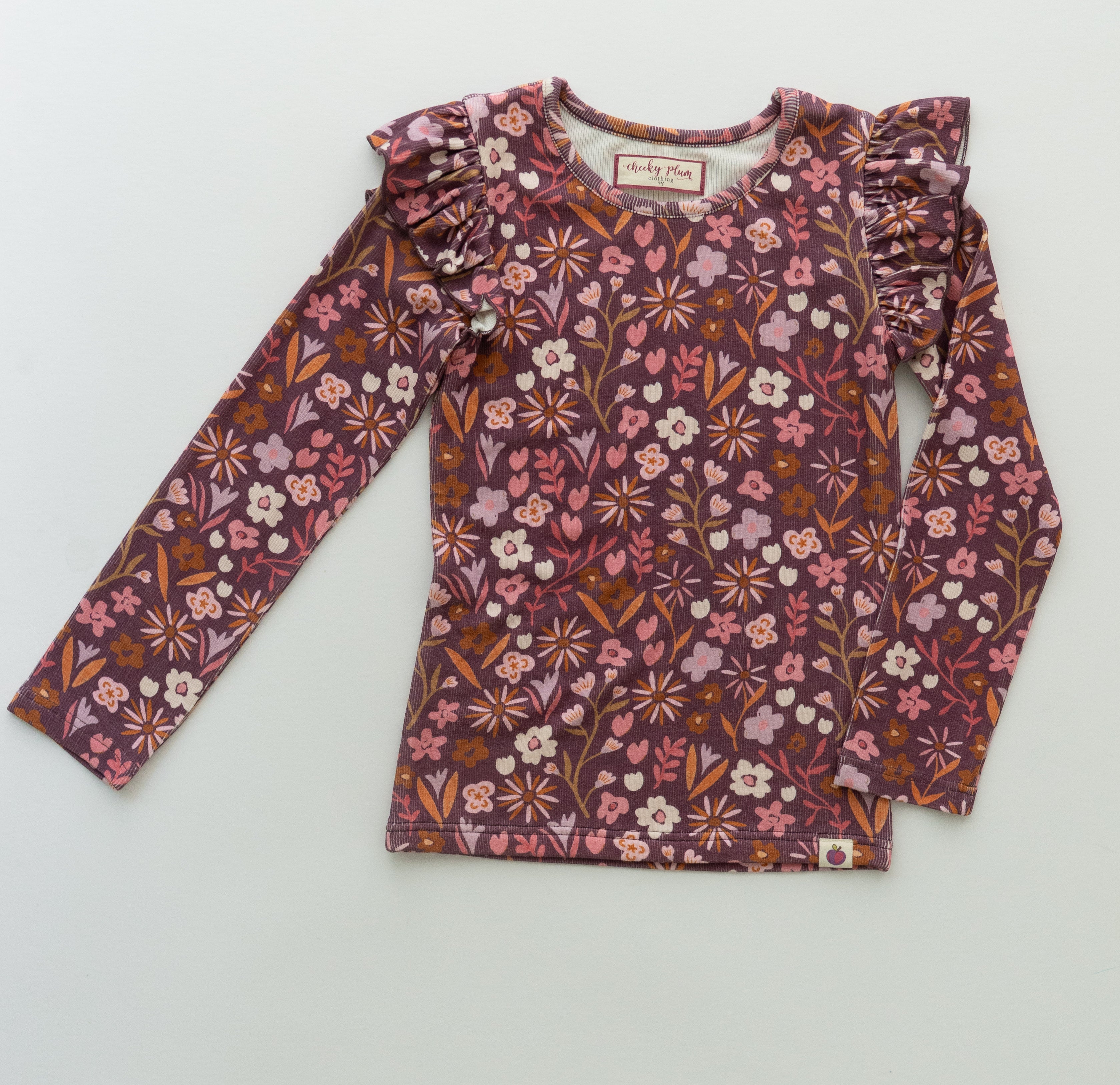 Ribbed Ruffle Top - Amethyst Rose