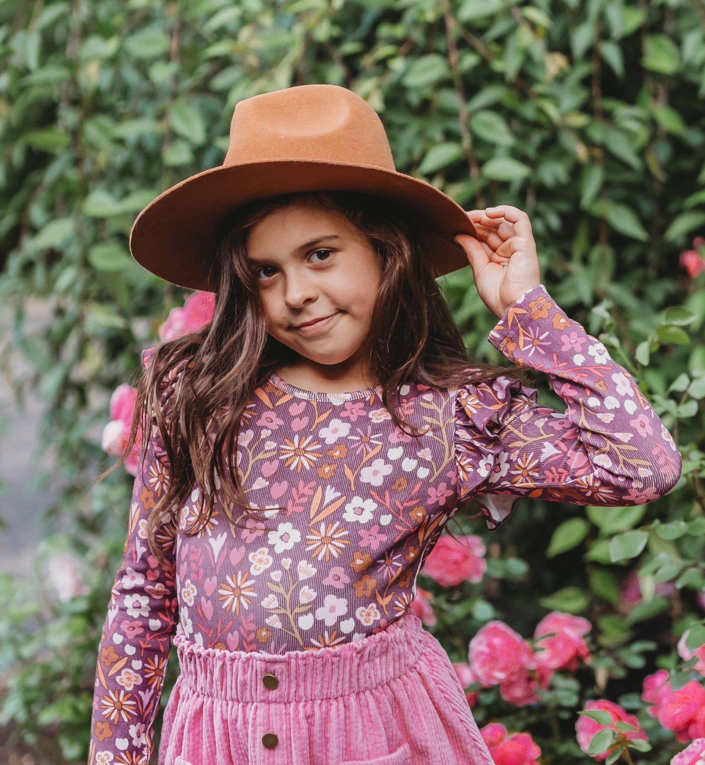 Ribbed Ruffle Top - Amethyst Rose