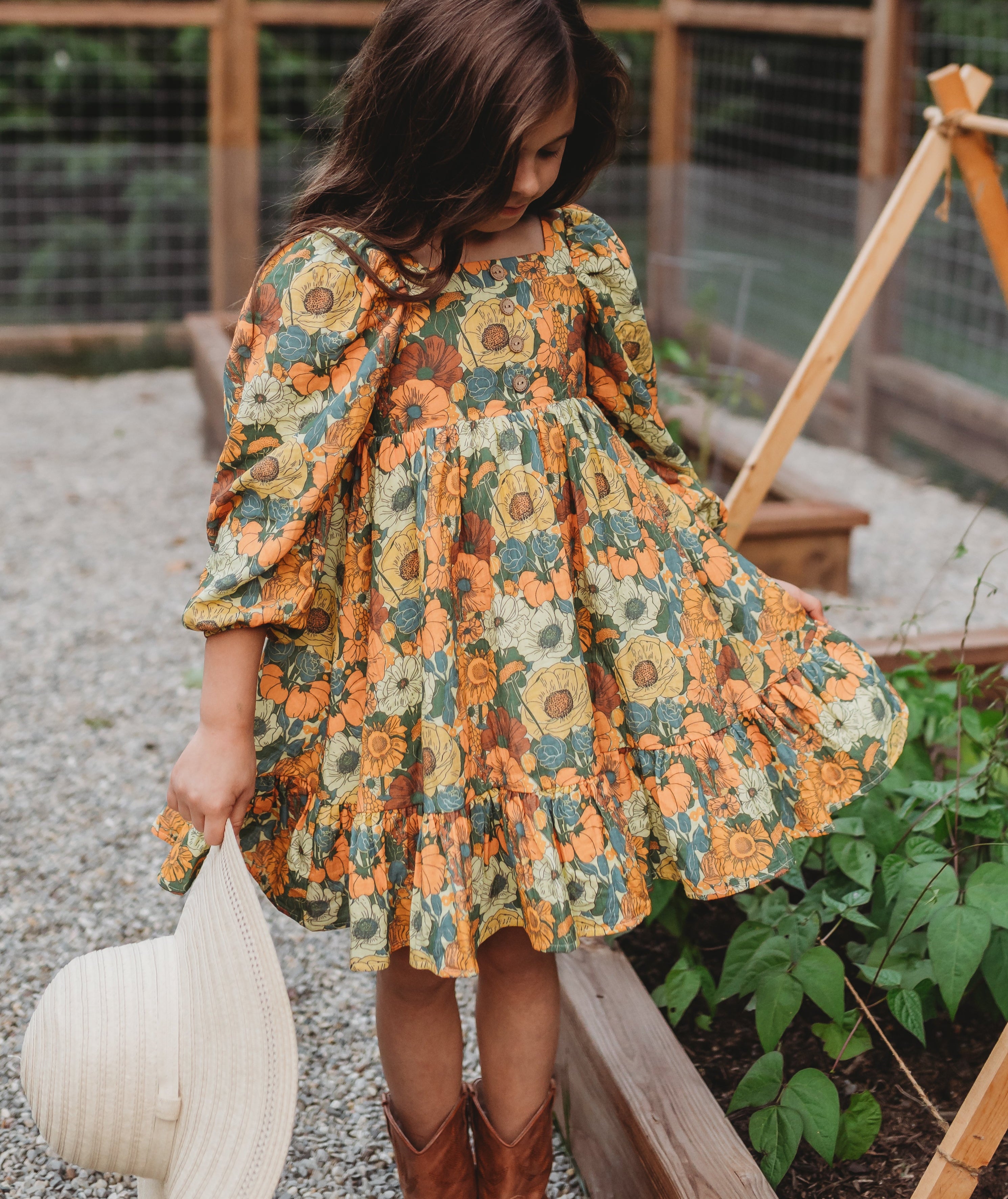 Puff Sleeve Gauze Dress - Golden Grove