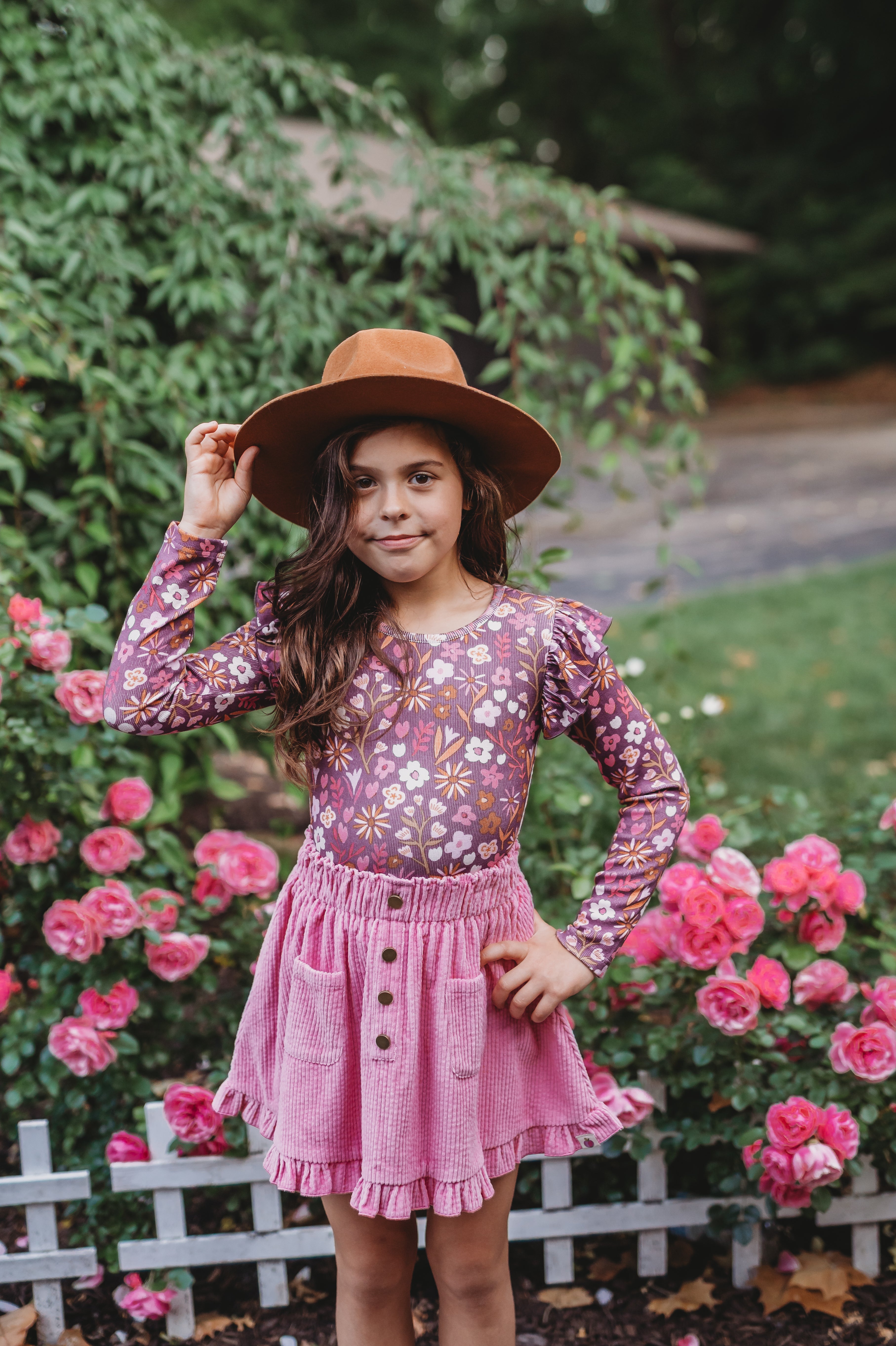 Ribbed Ruffle Top - Amethyst Rose