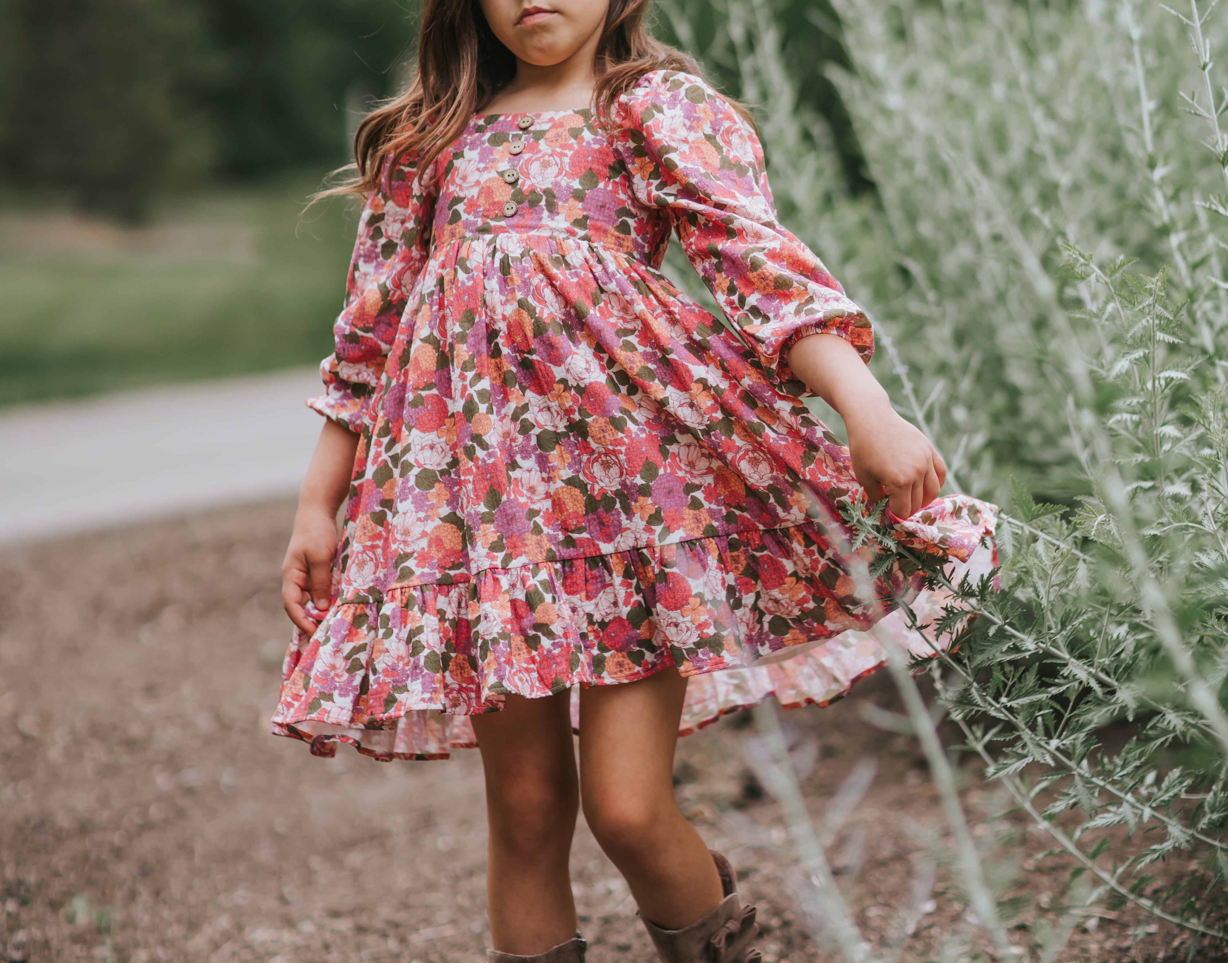 Puff Sleeve Gauze Dress - Rustic Rose