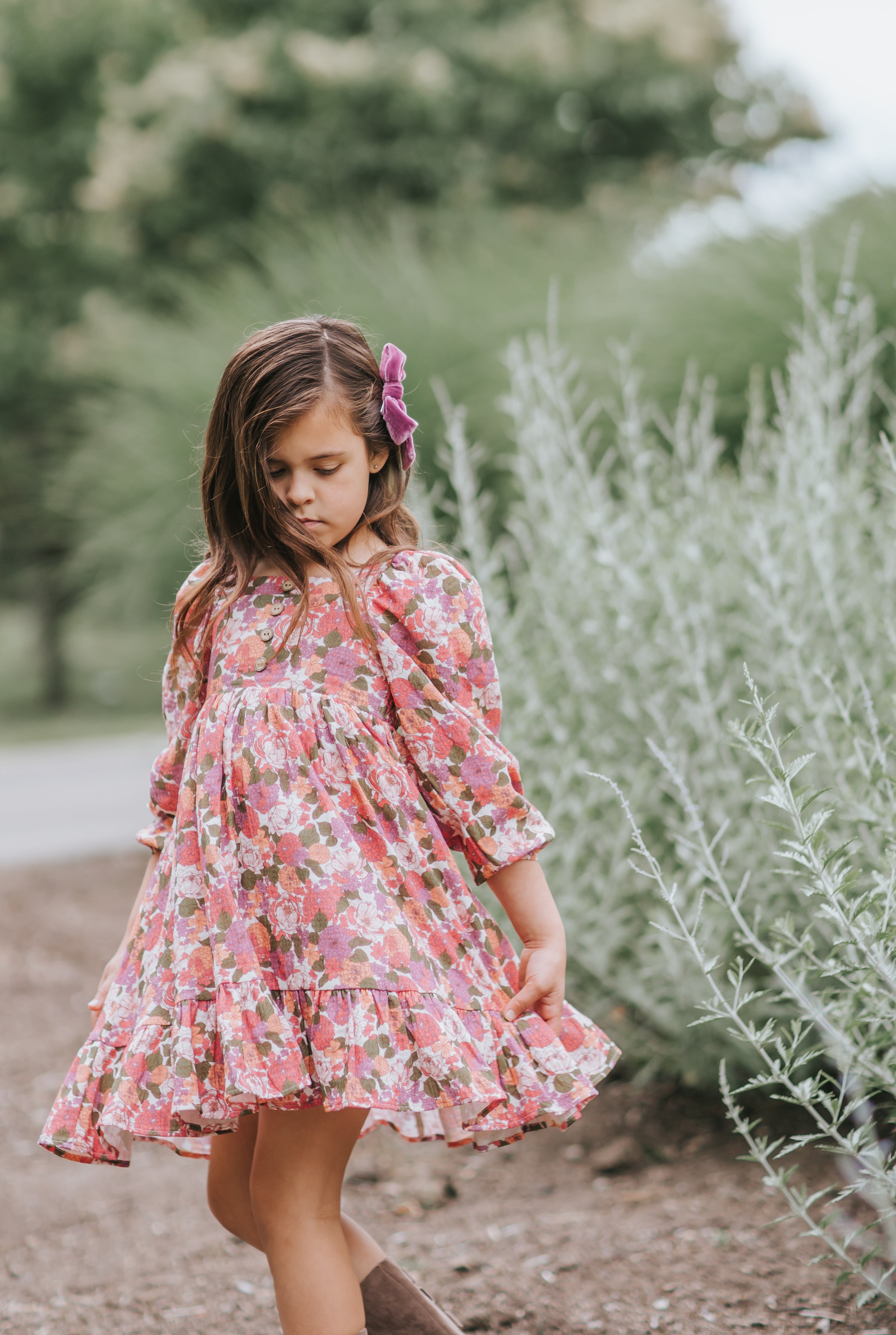 Puff Sleeve Gauze Dress - Rustic Rose