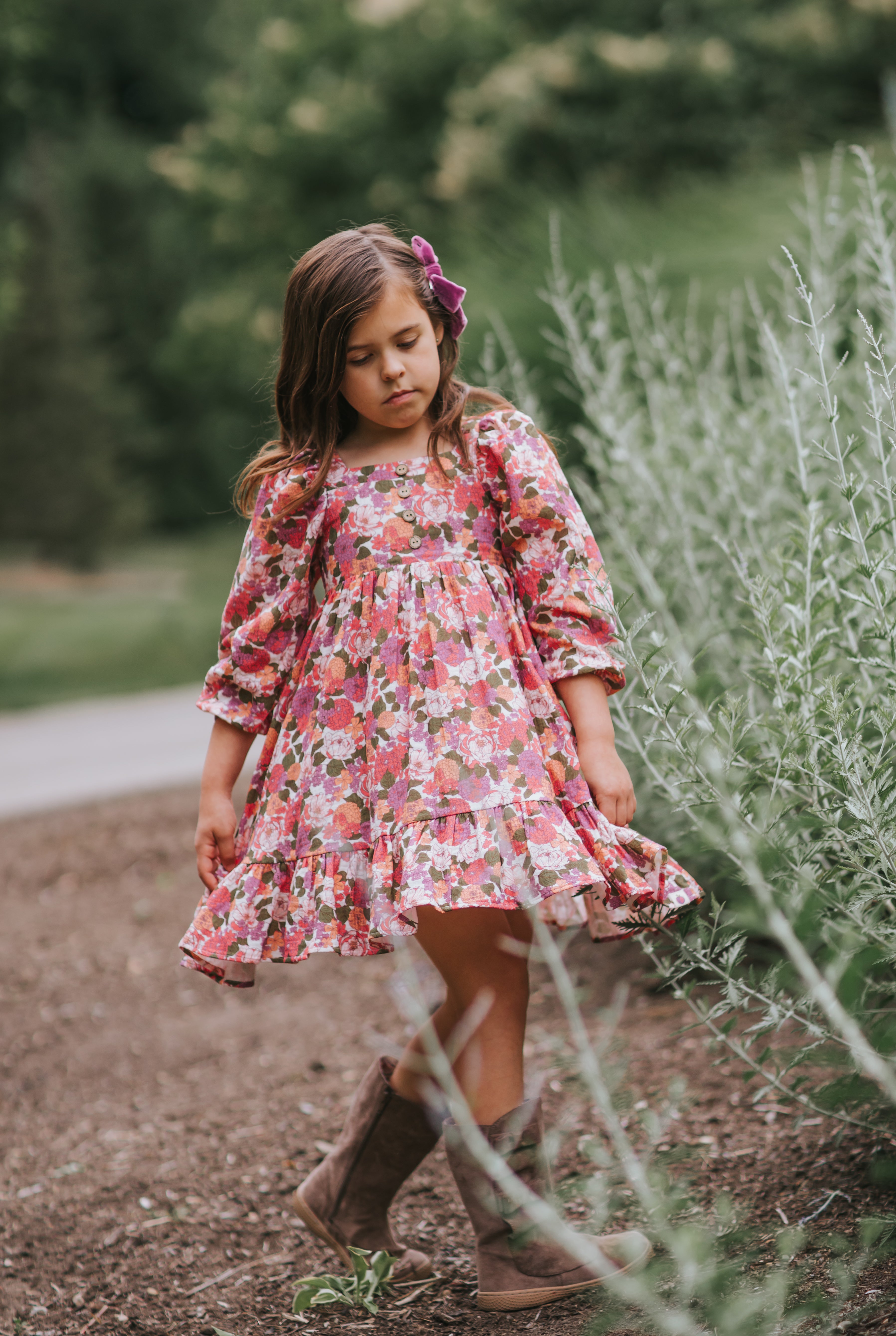 Puff Sleeve Gauze Dress - Rustic Rose