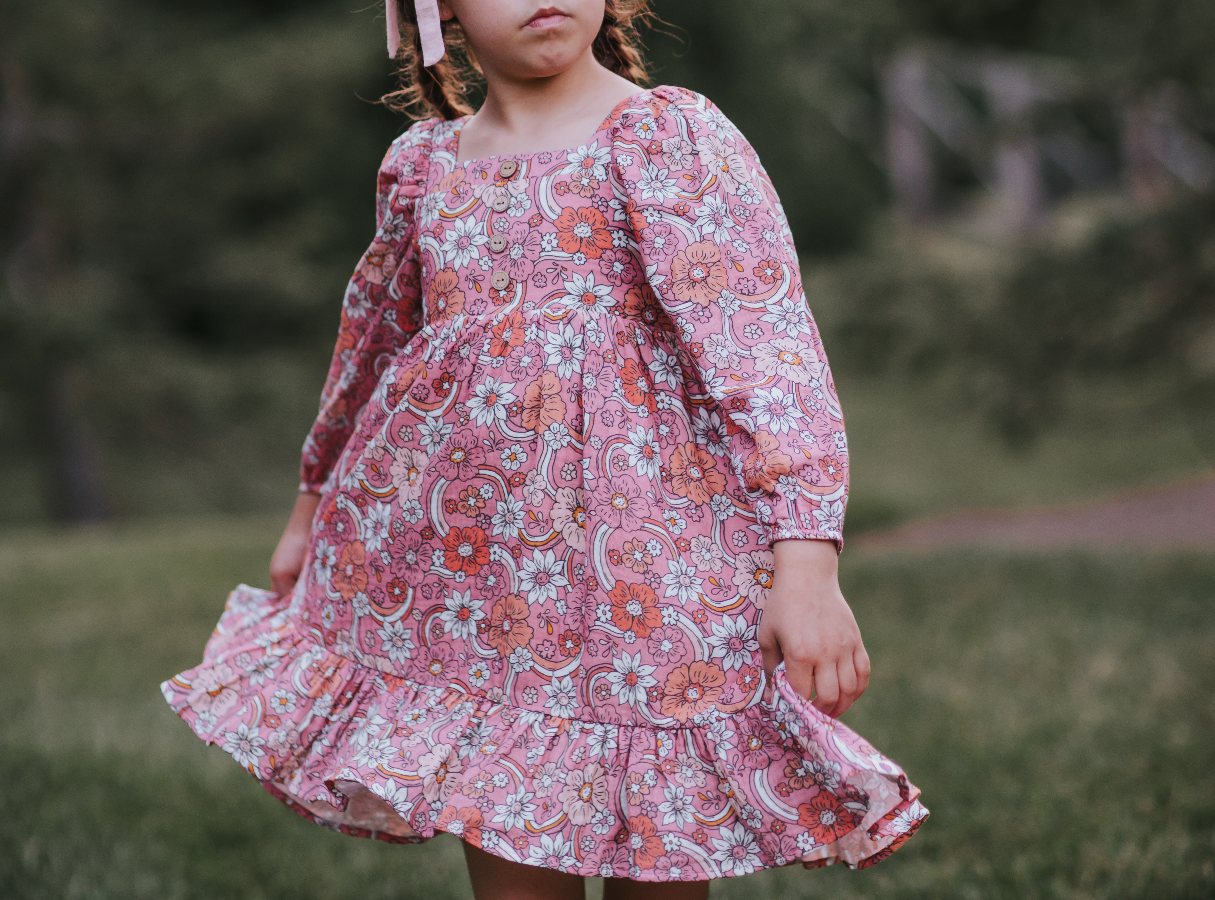 Puff Sleeve Gauze Dress - Cider Sunrise