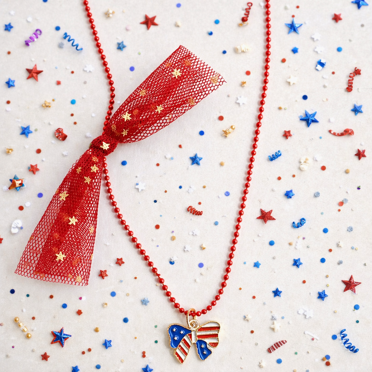 USA Bow Charm Necklace