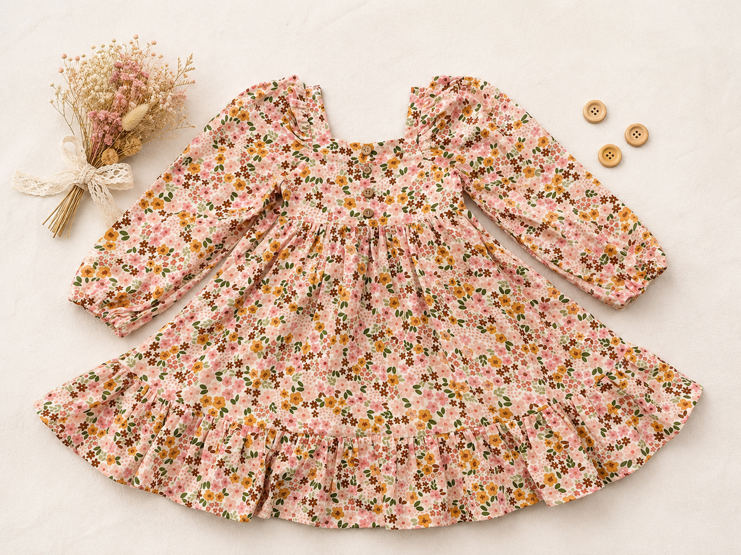Puff Sleeve Gauze Dress - Hopscotch (Pre-Order)