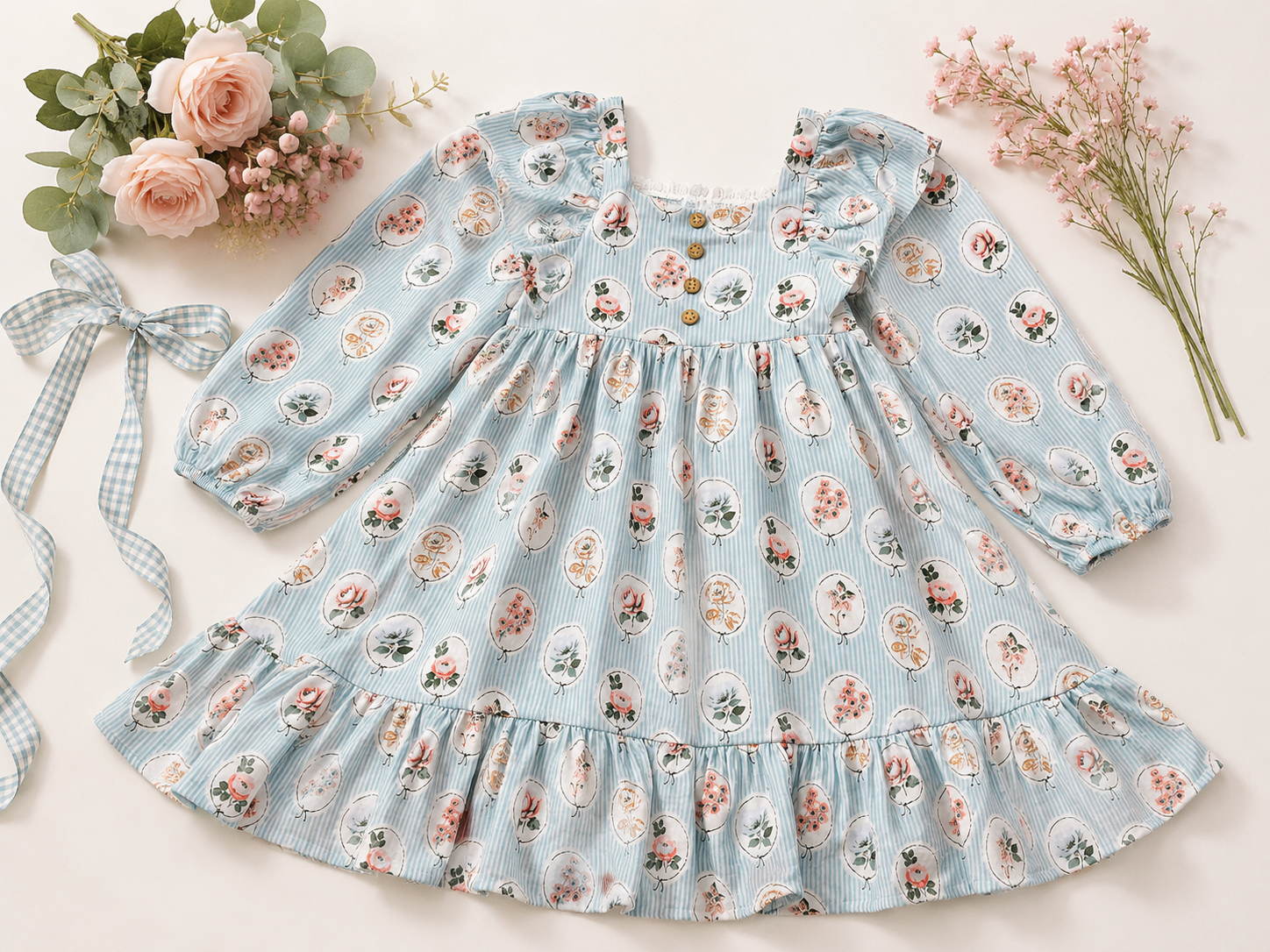 Puff Sleeve Gauze Dress - Tea Garden (Pre-Order)