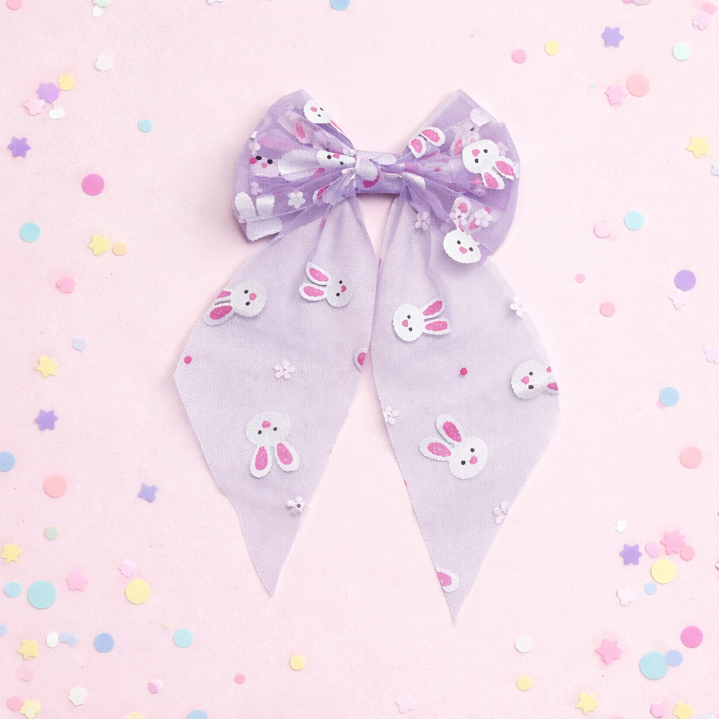 Tulle Hair Bow - Easter Lilac