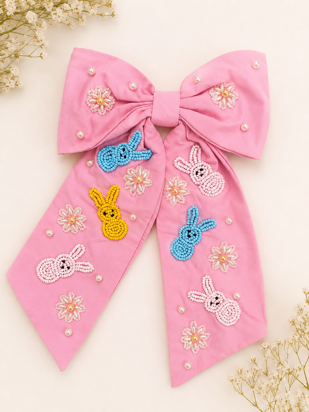 Beaded Hair Bow - Bunny Belle