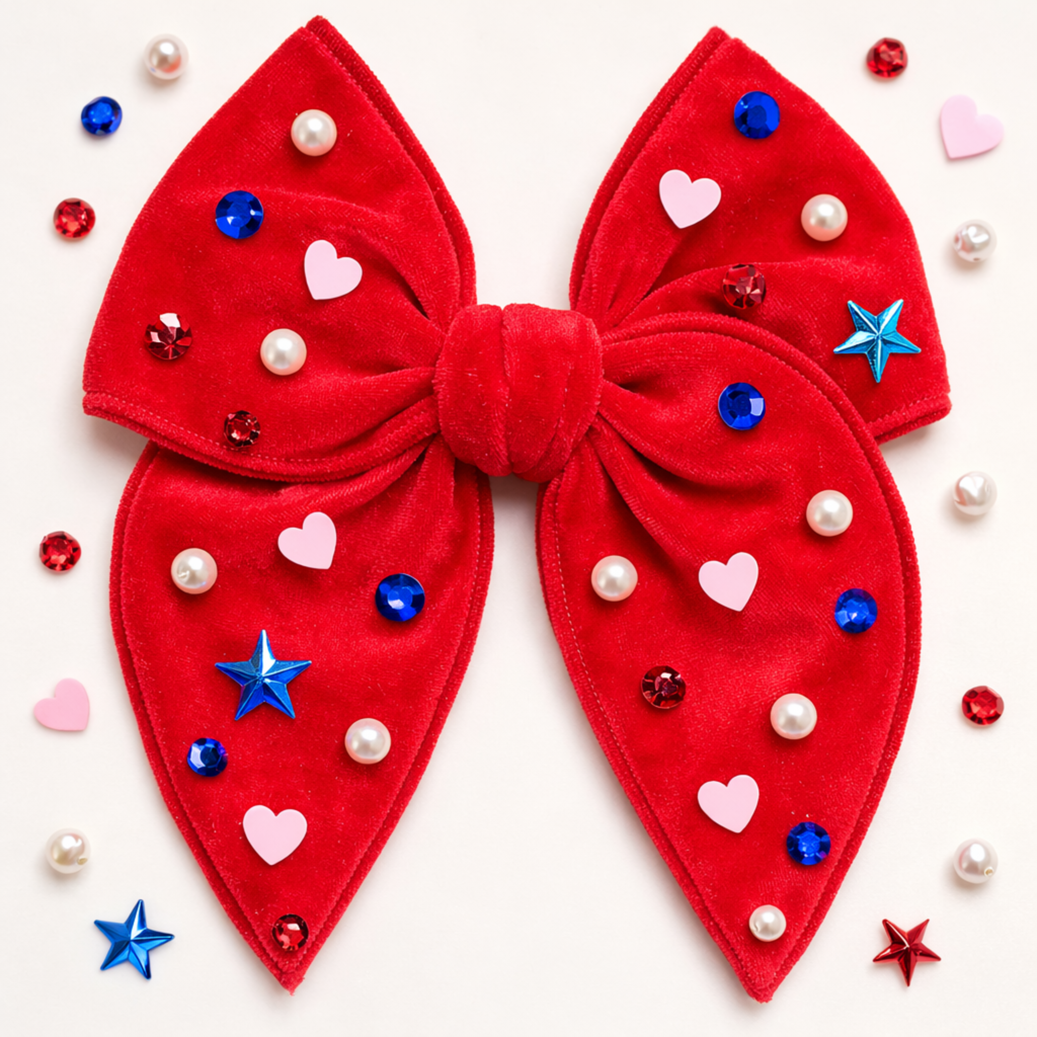 Patriotic Pearls Hair Bow - (Multiple Colors)