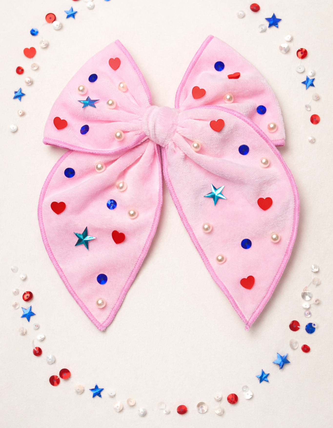 Patriotic Pearls Hair Bow - (Multiple Colors)