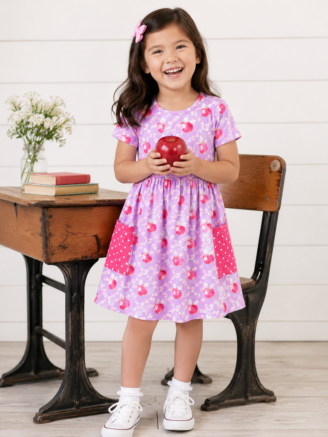 Penelope Ribbed Dress - Apple Blossom (Pre-order) – Cheeky Plum
