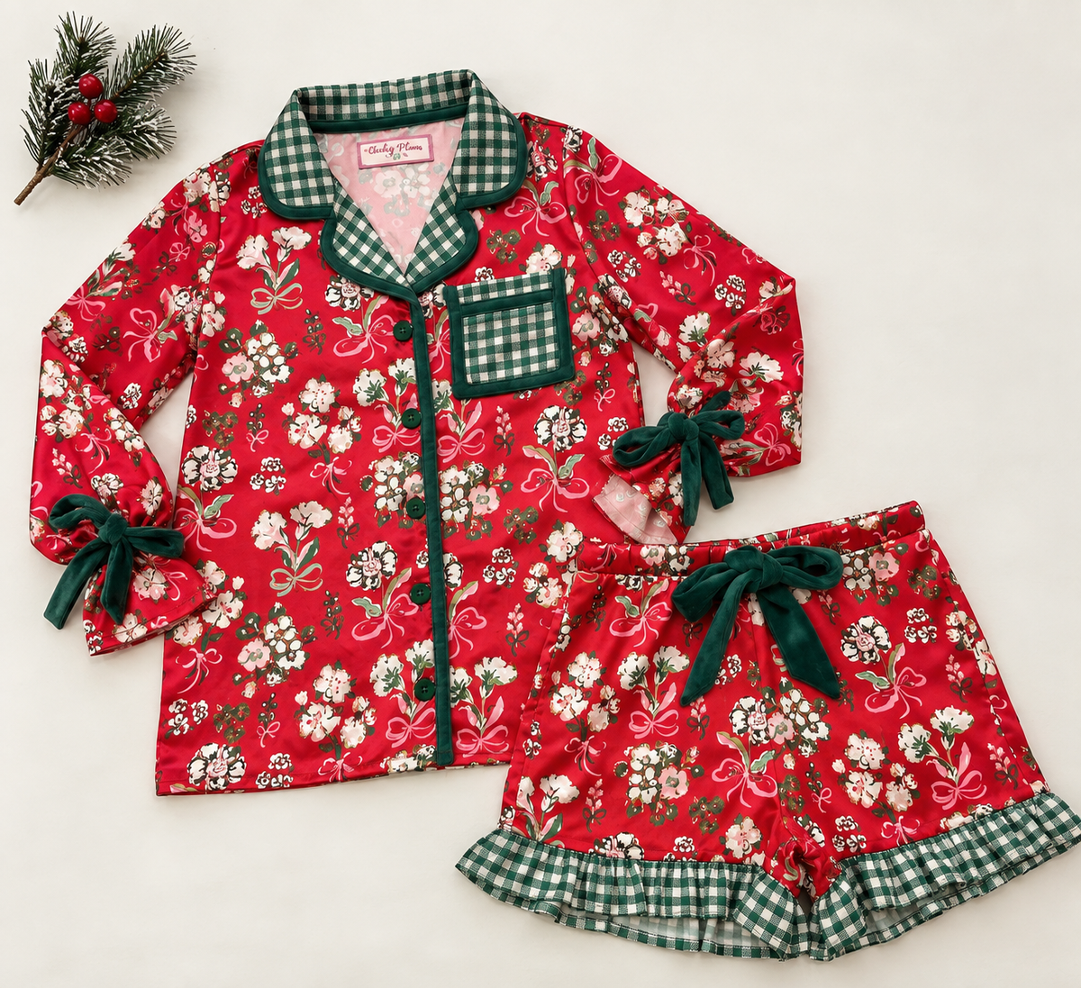 Satin Loungewear Set - Merry Magnolia (Pre-Order ships early November)