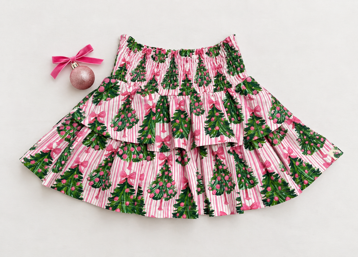 Blaire Skirt - Merry Pink Pines (Pre-Order ships end of October)