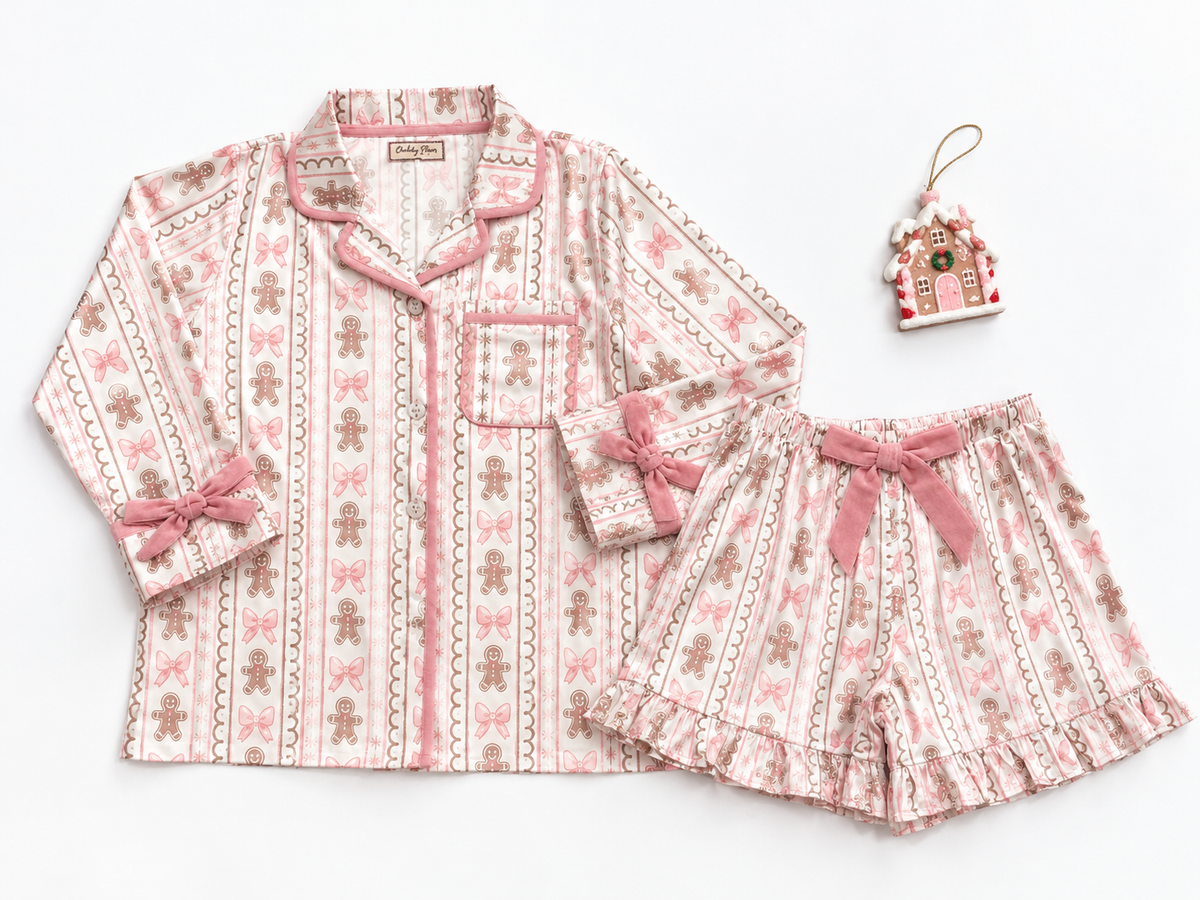 Women's Satin Loungewear Set - Gingerbread Lane (Pre-Order ships early November)