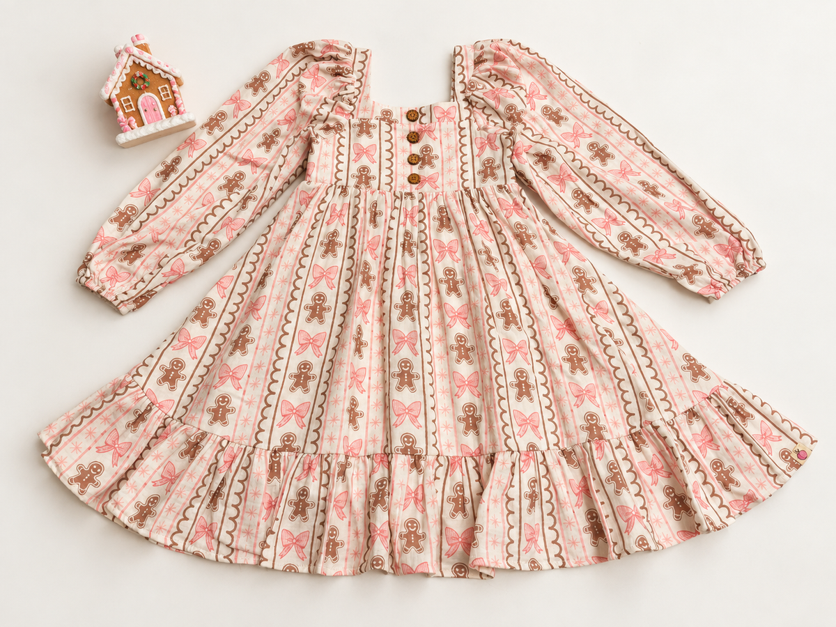 Puff Sleeve Gauze Dress - Gingerbread Lane (Pre-Order ships end of October)
