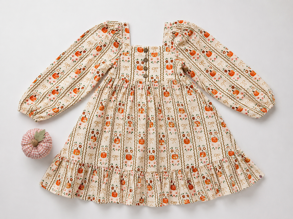 Puff Sleeve Gauze Dress - Pumpkin Cottage