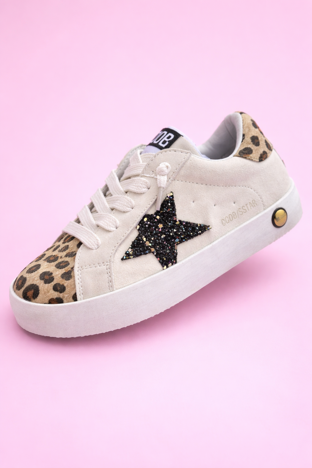 Black Glitter Star & Cheetah Sneakers