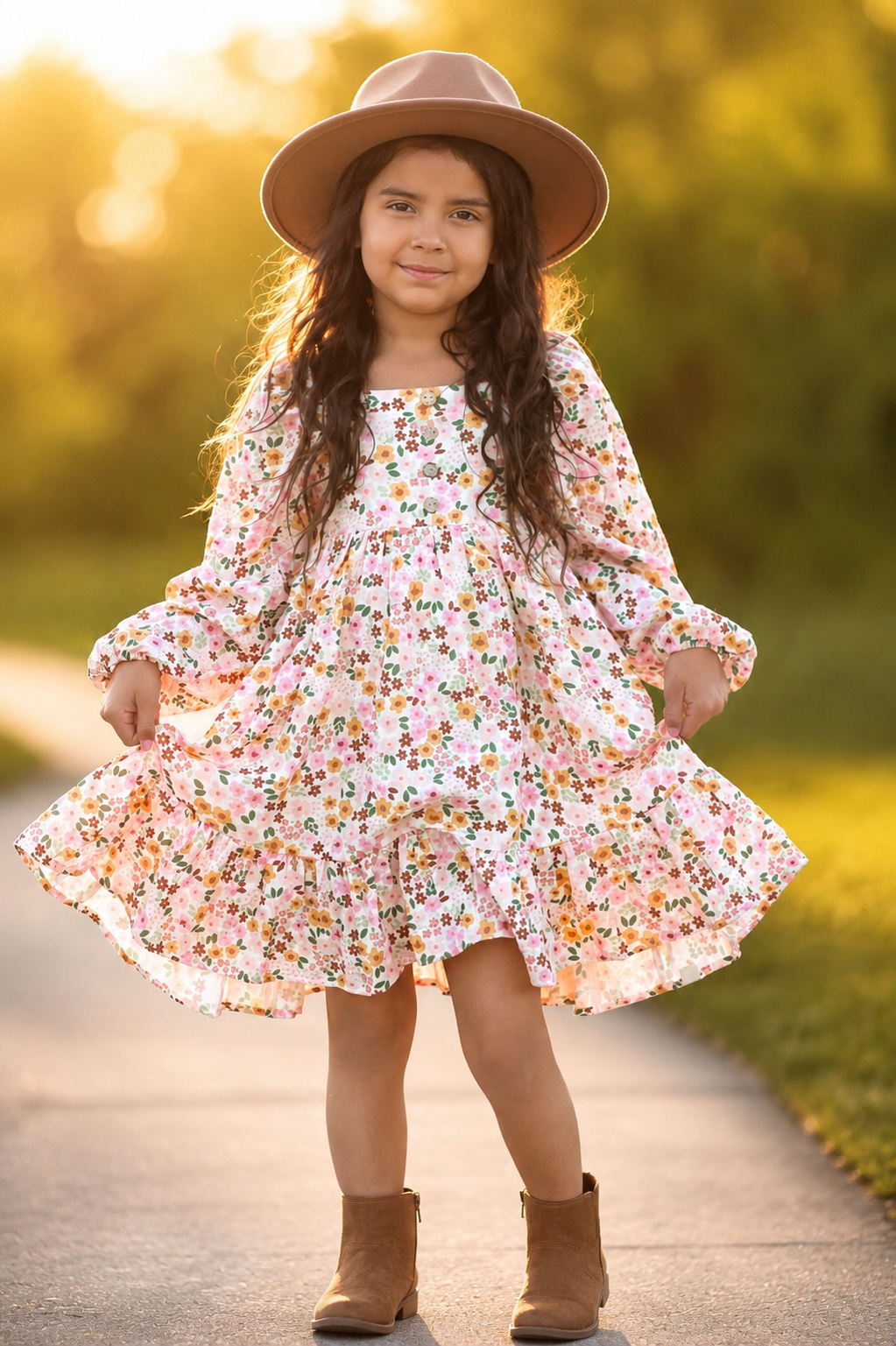 Puff Sleeve Gauze Dress - Hopscotch (Pre-Order)