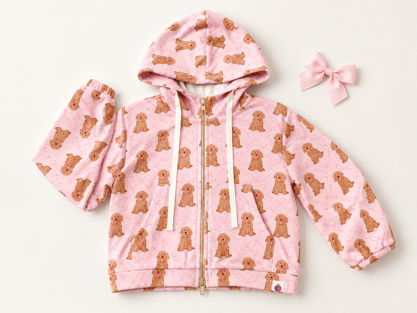 Velour Active Zipper Sweater - Puppy Bow Parade (Pre-Order)