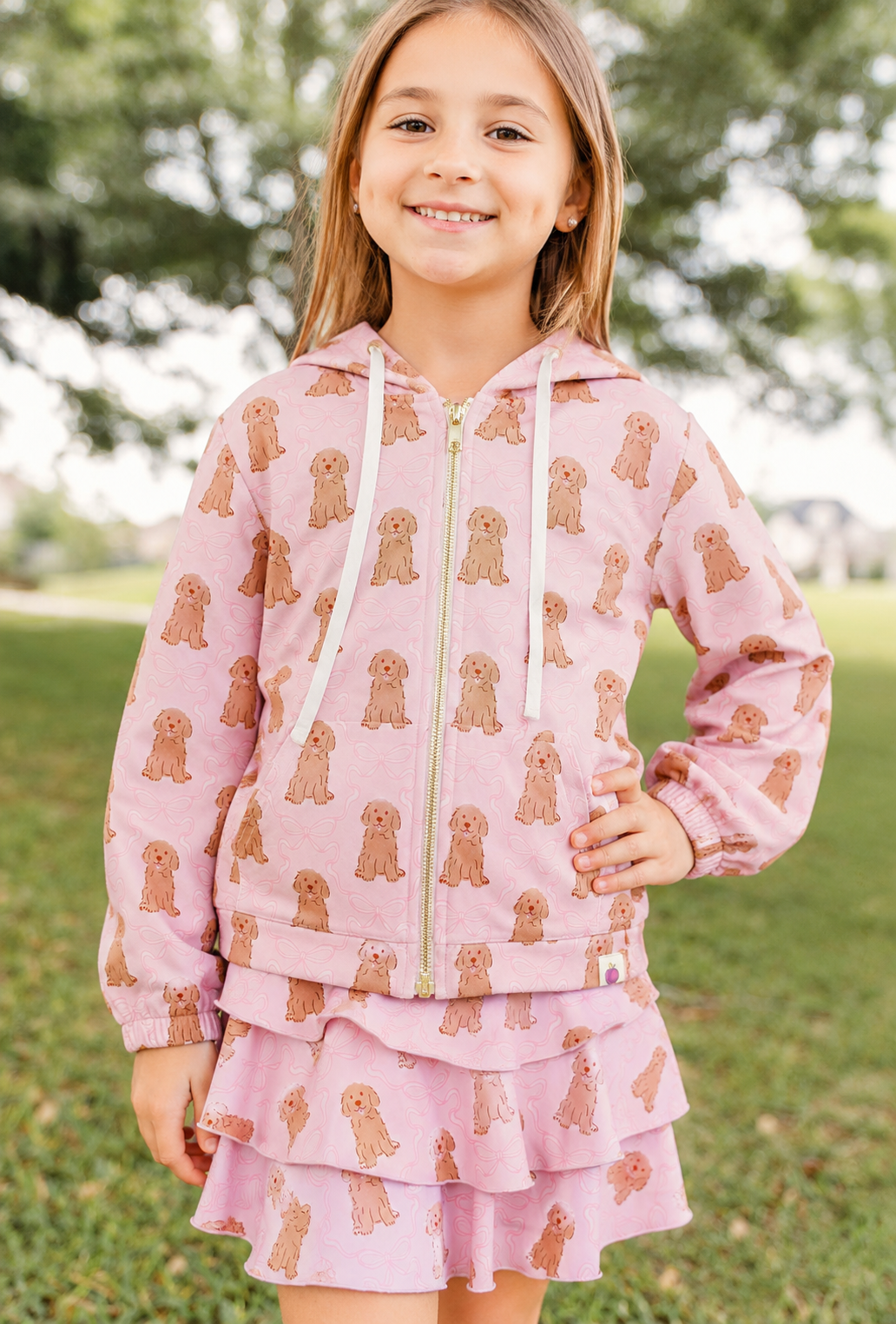 Velour Active Zipper Sweater - Puppy Bow Parade (Pre-Order)