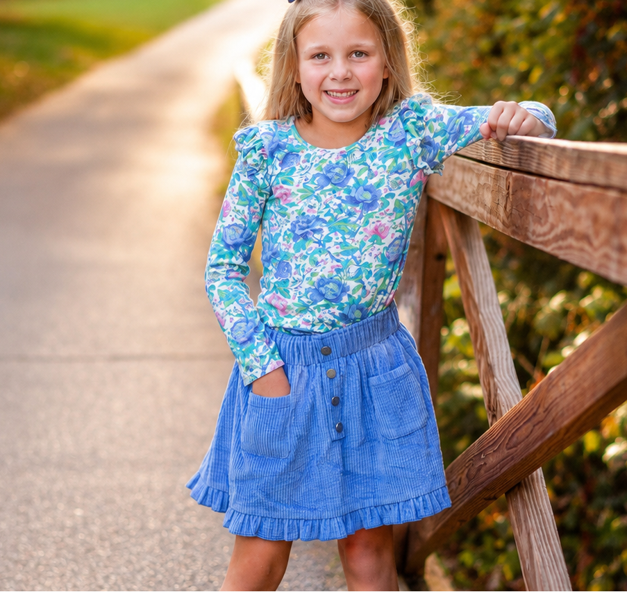 Vienna Corduroy Skirt - Hydrangea Club
