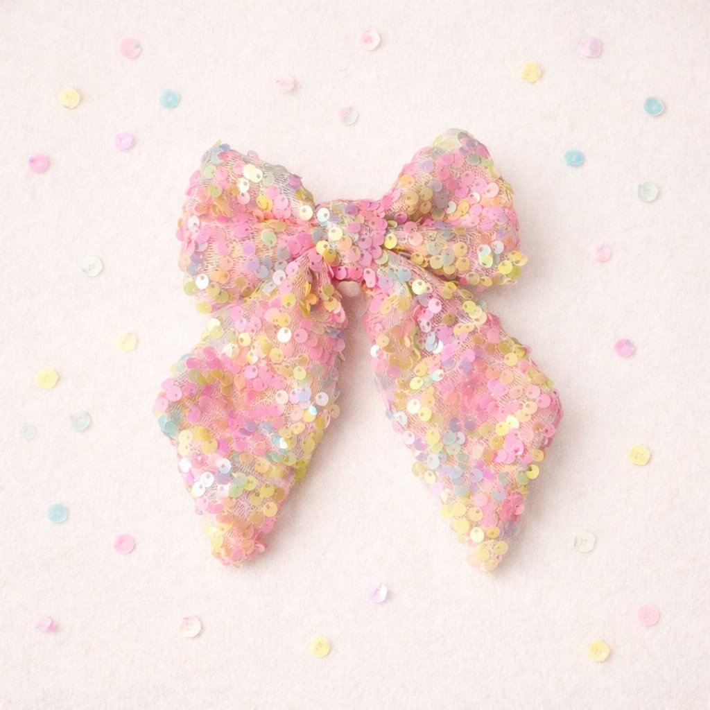 Sequin Hair Bow - Pastel Perfection