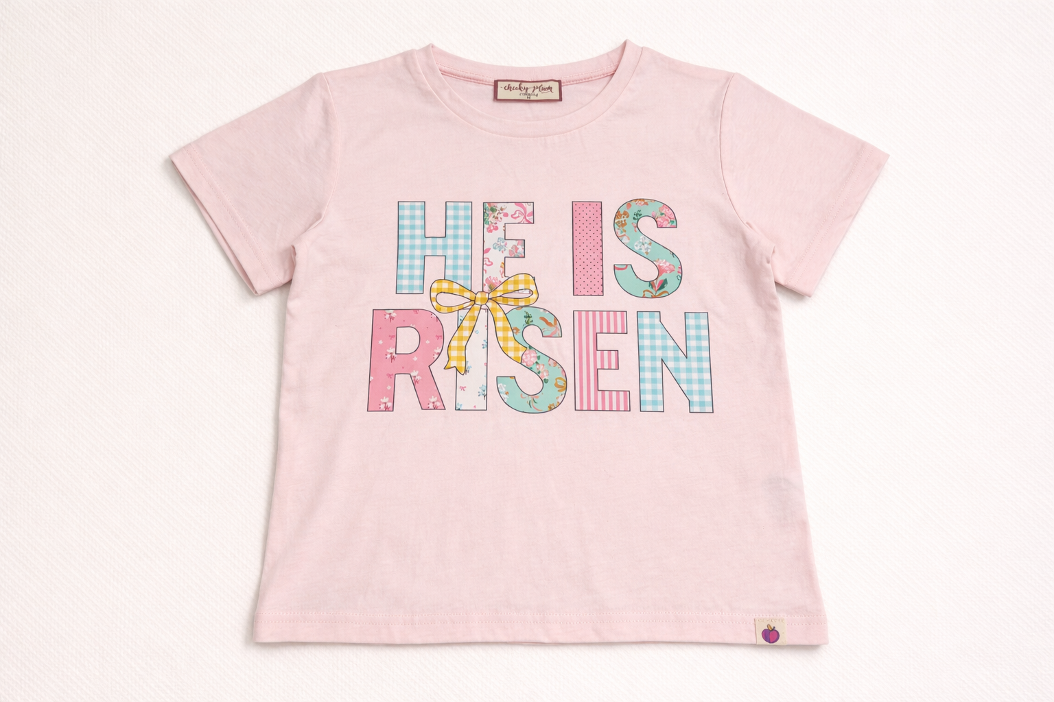 Faux Applique Graphic Tee - He is Risen