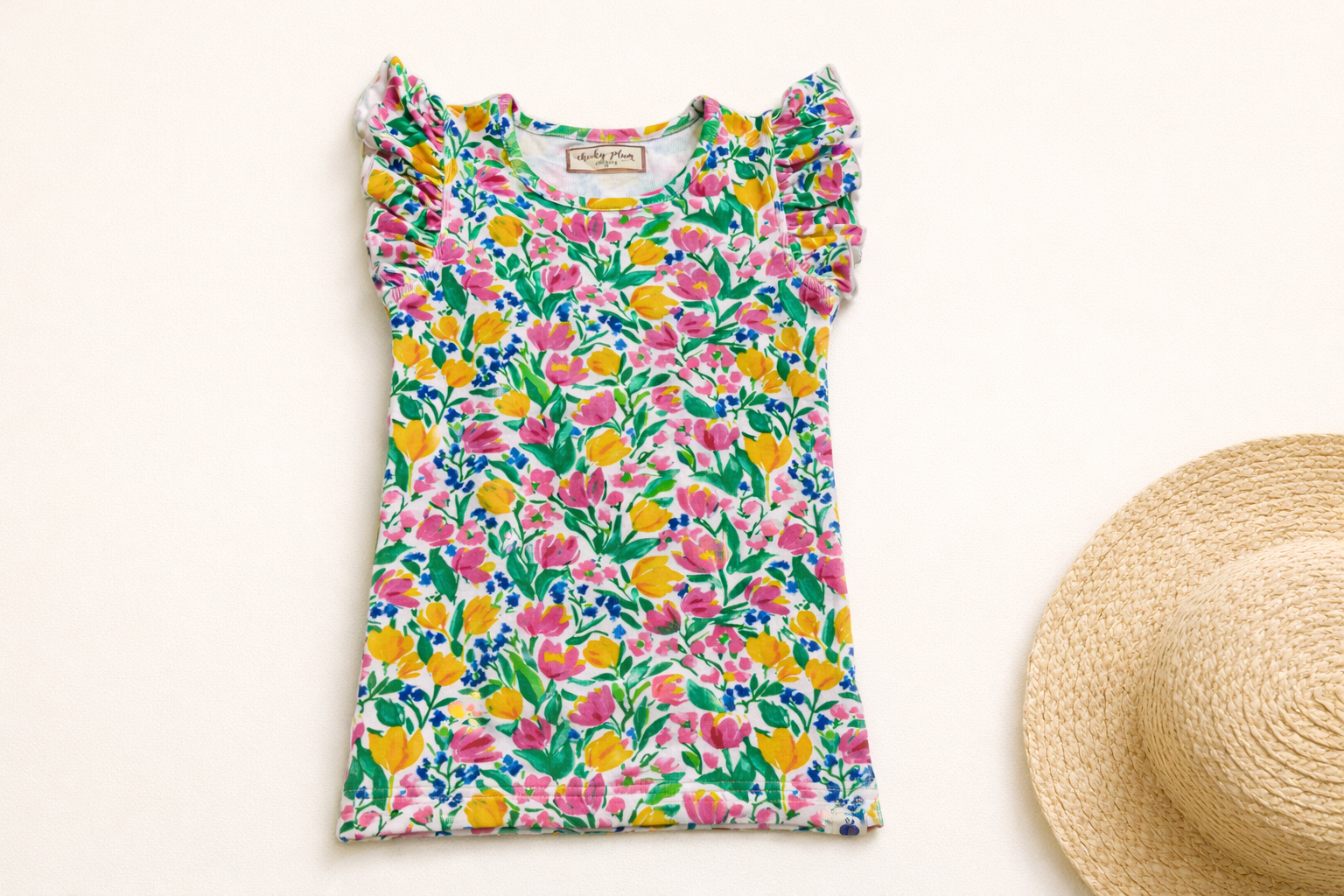 Ribbed Ruffle Top - Garden Party