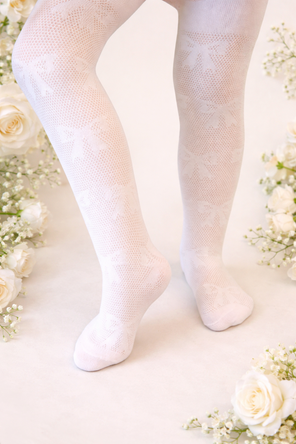Bow Tights - White