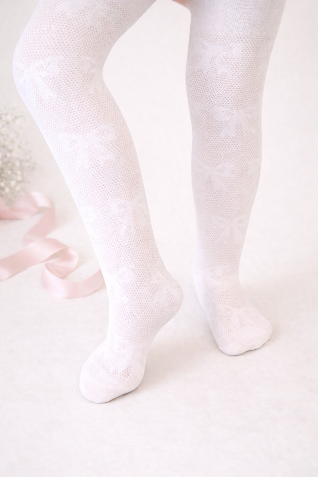 Bow Tights - White