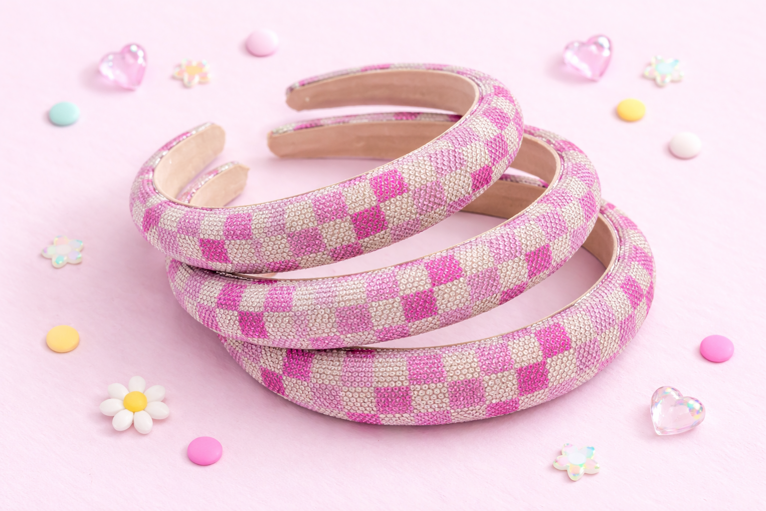 Beaded Headband - Checkered Charm