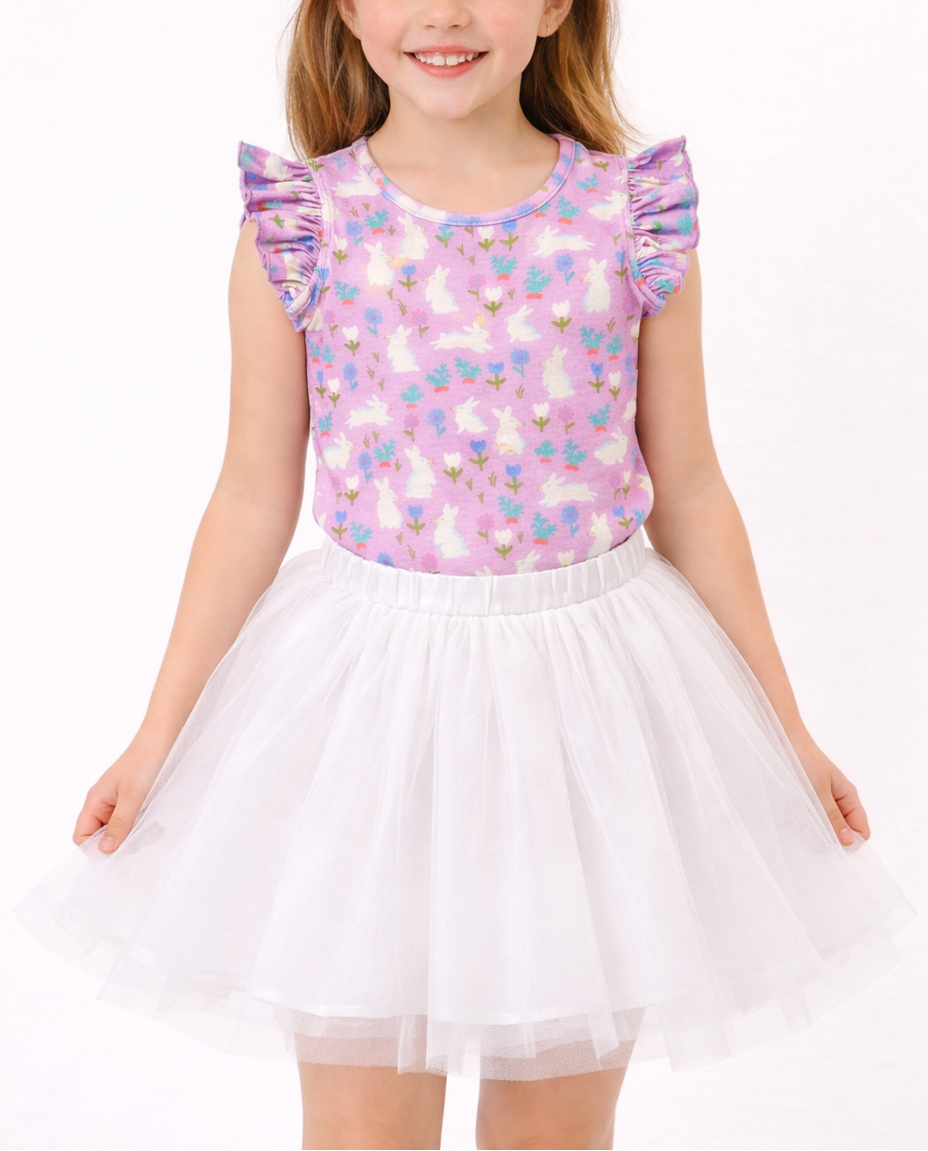 Ribbed Ruffle Top - Bunny Patch (Pre-Order)