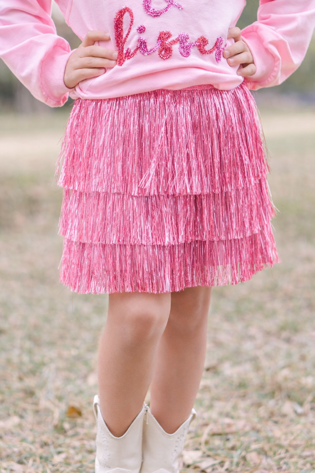 Sweetheart Sparkle Tinsel Skirt - Pink