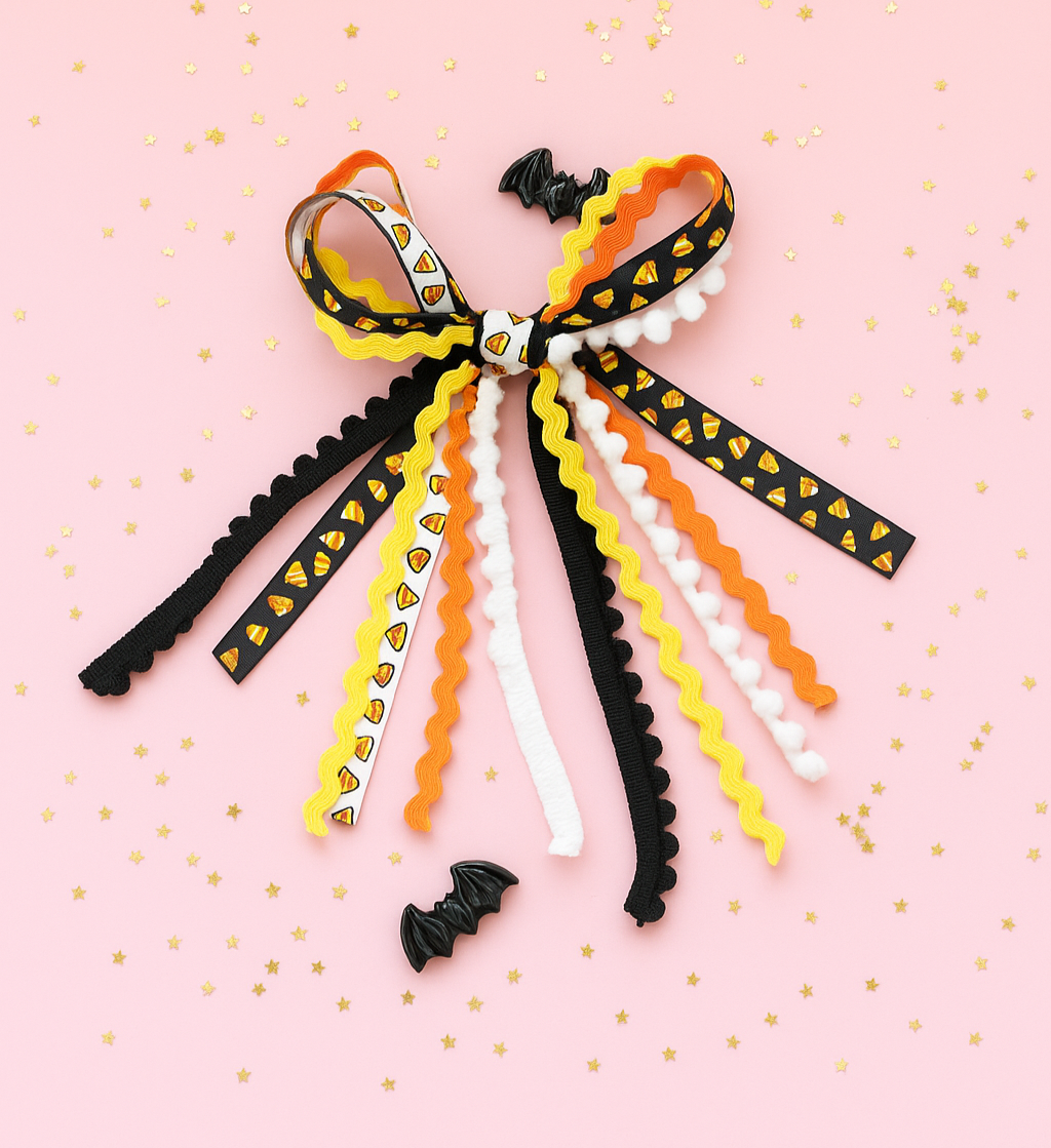 Textured Hair Bow - Candy Corn Cutie