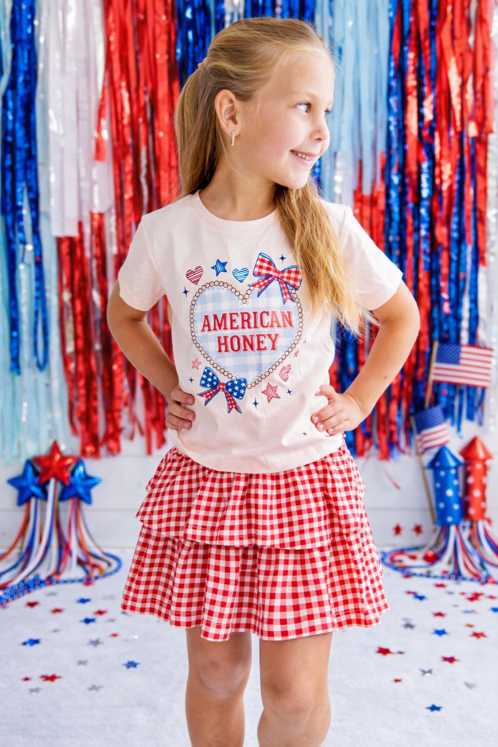 Graphic Tee - Gingham American Honey
