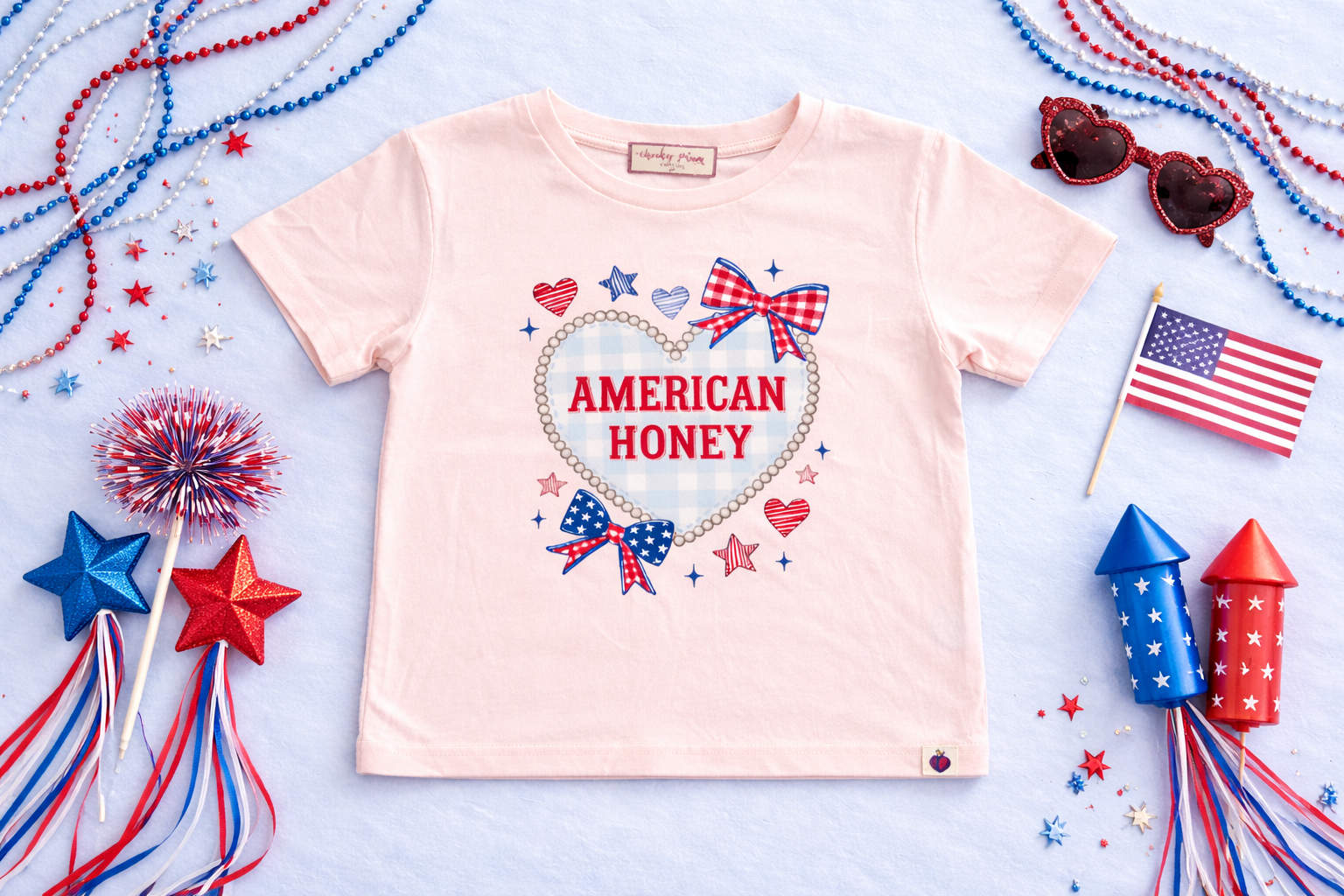 Graphic Tee - Gingham American Honey