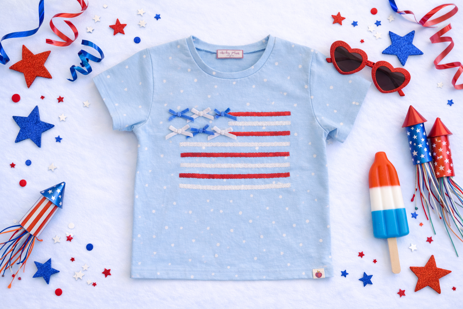 Graphic Tee - Blue Starry Ribbon