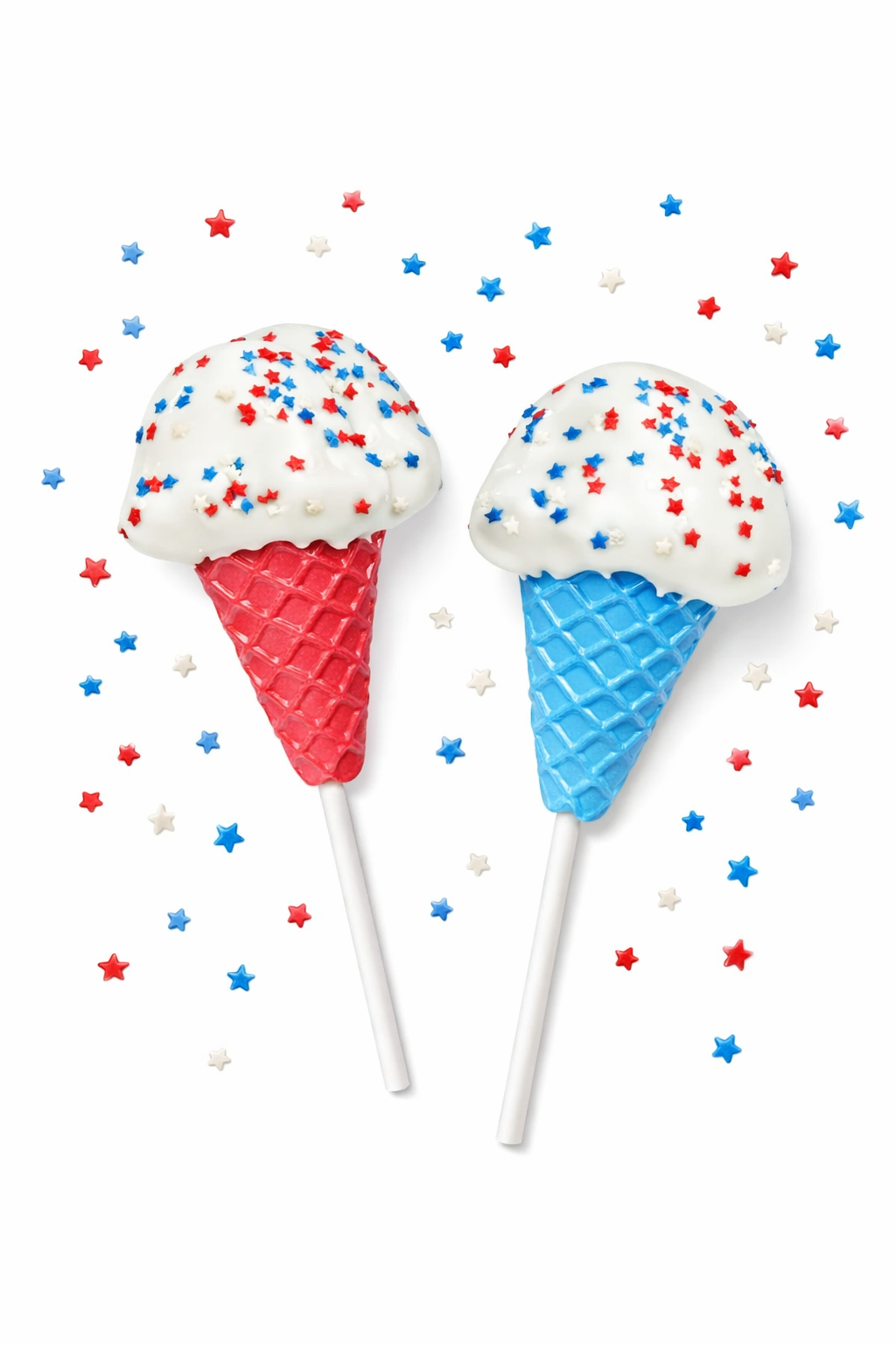 Patriotic Confetti Ice Cream Lollipops