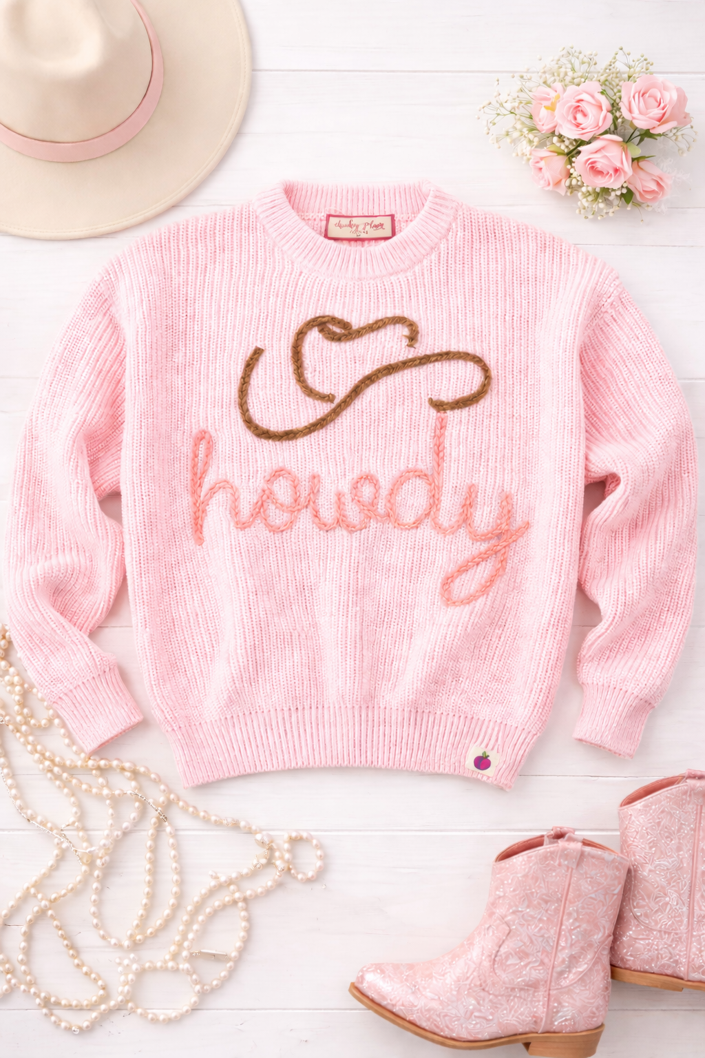 Embroidered Knit Sweater - Howdy