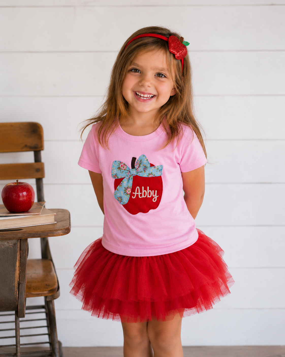 Applique Graphic Tee - Apple Blossom Bow Tee (Pre-order)