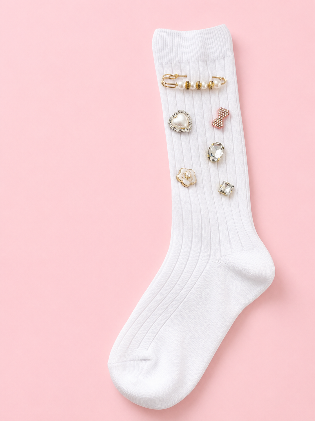 Girls Crew Socks - Pearls & Pins