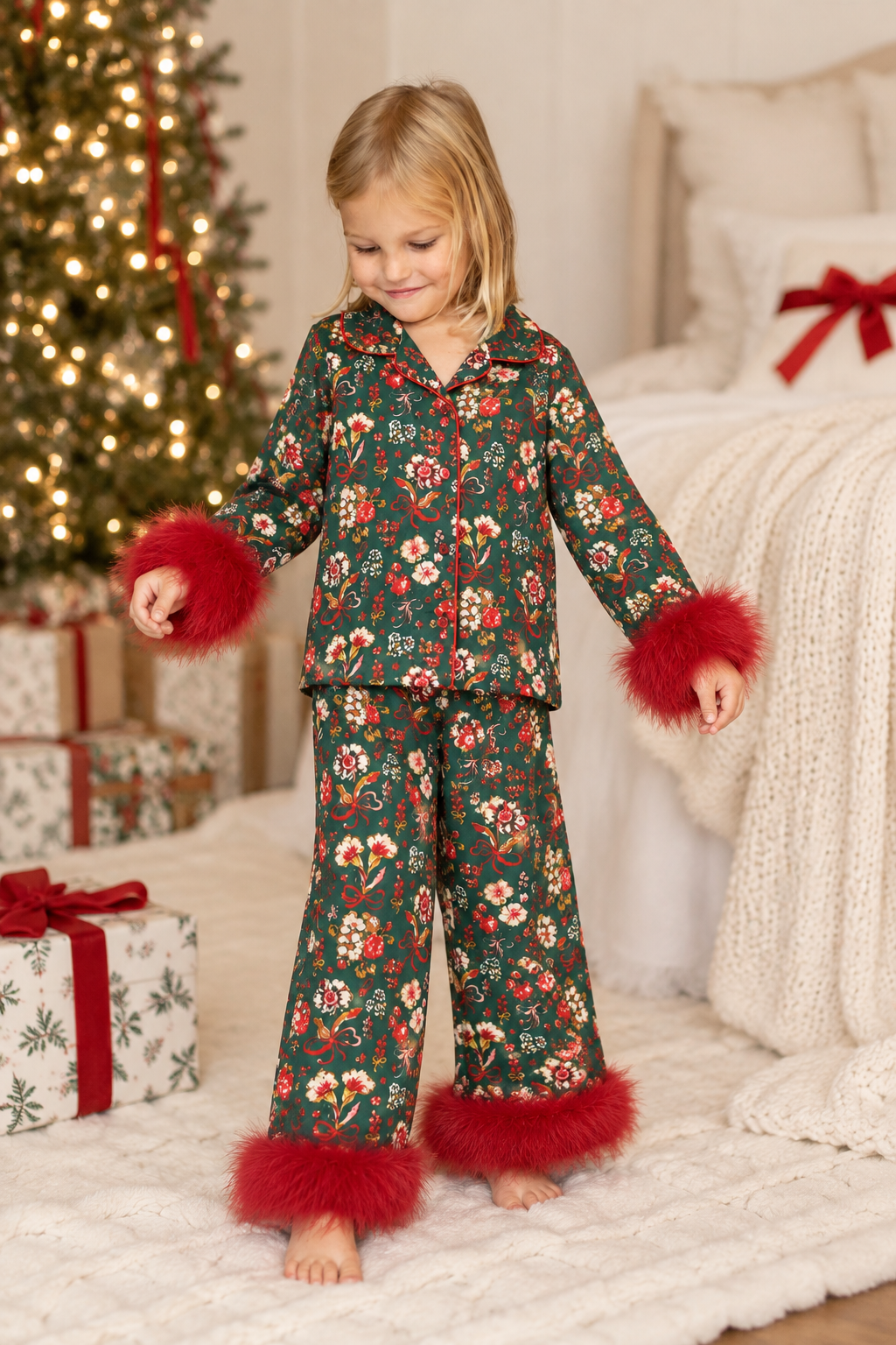 Feather Loungewear Set - Mistletoe Manor (Pre-Order ships end of October)