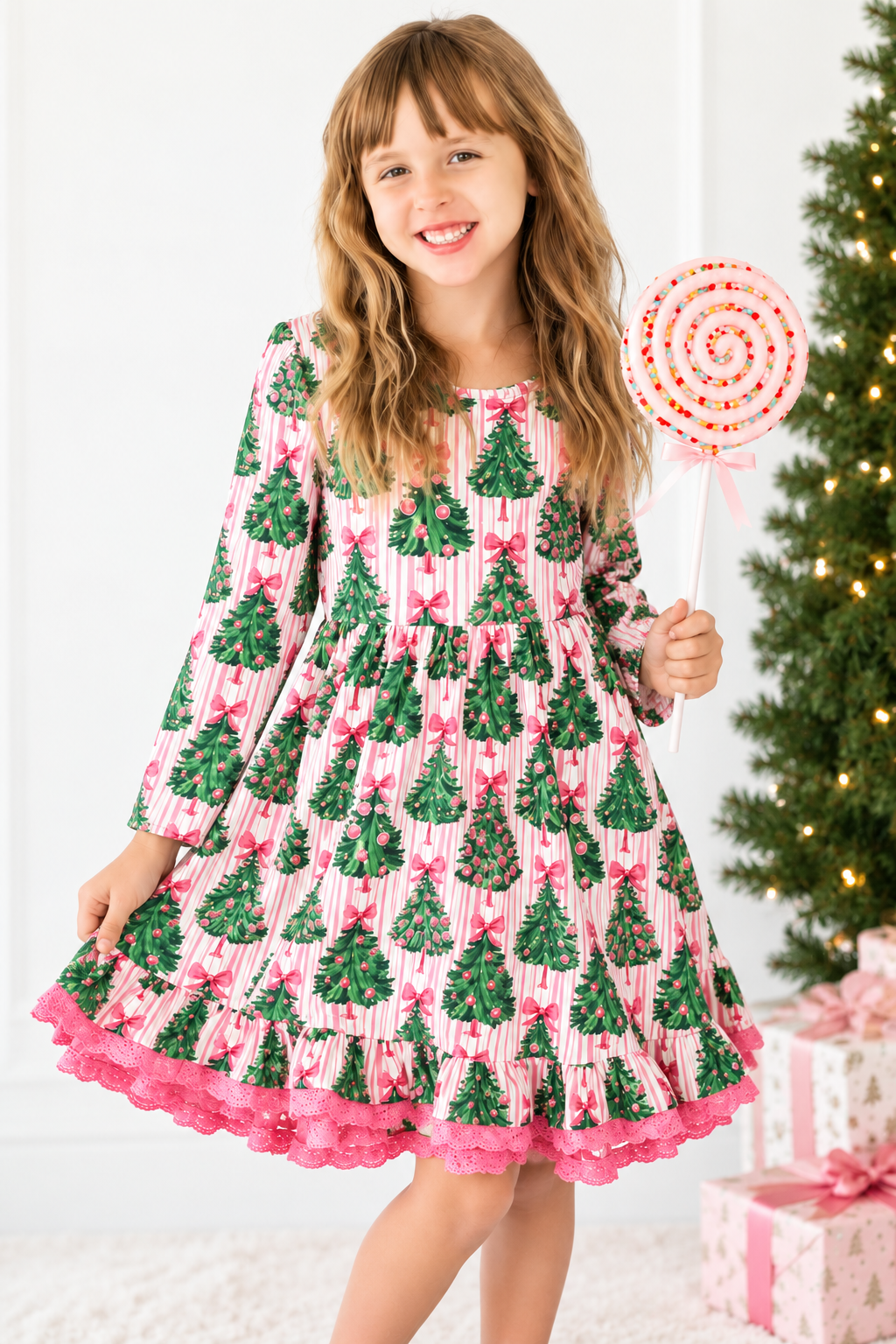 Myra Dress - Merry Pink Pines (Pre-Order ships end of October)