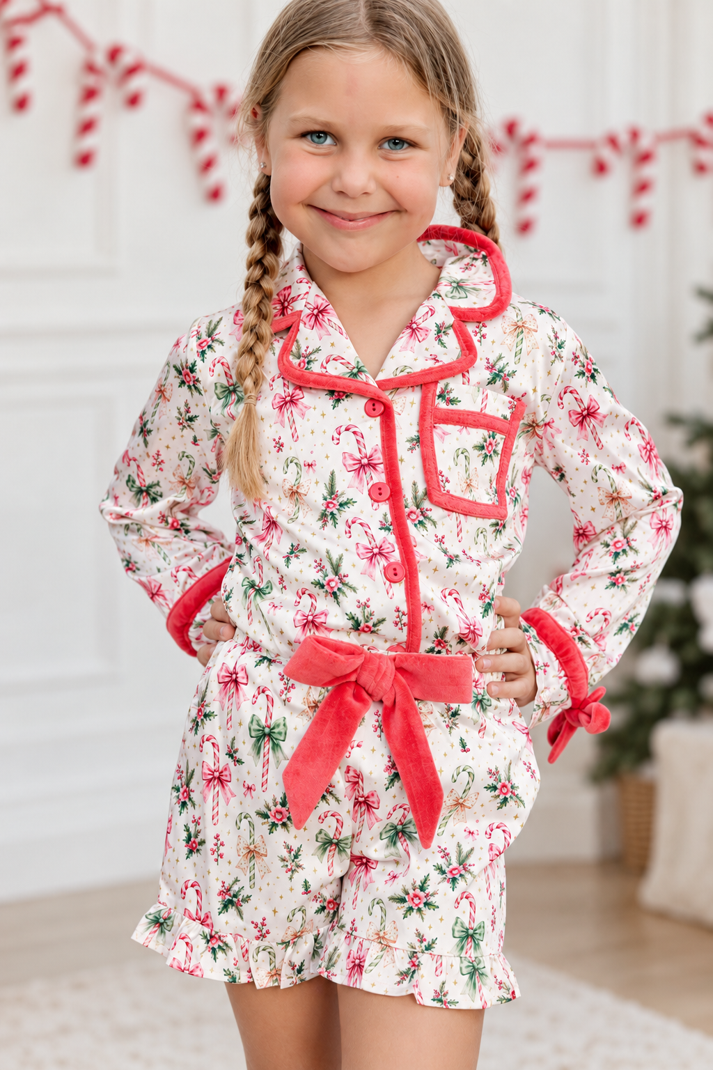 Satin Loungewear Set - Peppermint Promenade (Pre-Order ships early November)