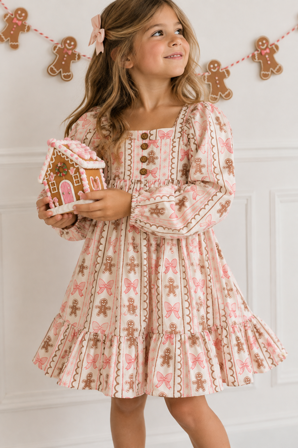 Puff Sleeve Gauze Dress - Gingerbread Lane (Pre-Order ships end of October)