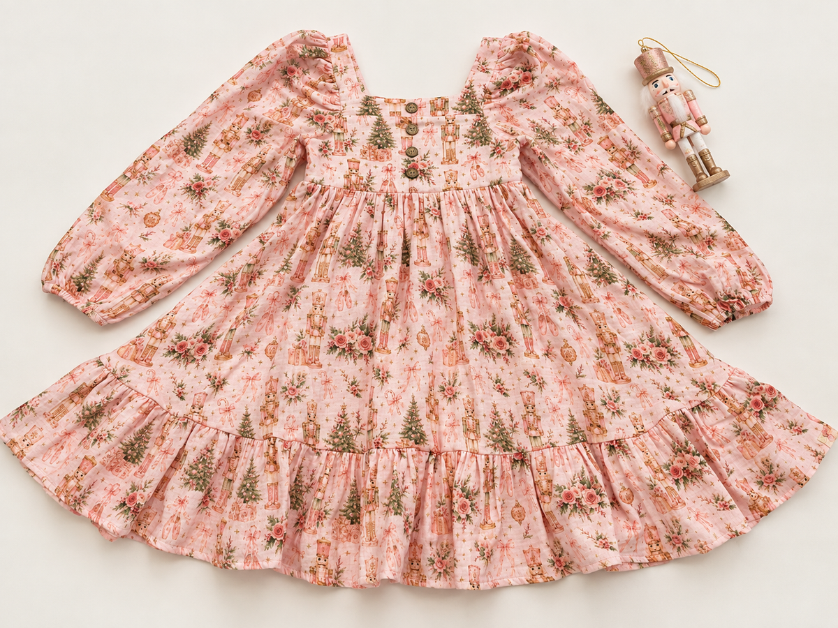 Puff Sleeve Gauze Dress - Nutcracker Bloom (Pre-Order ships end of October)
