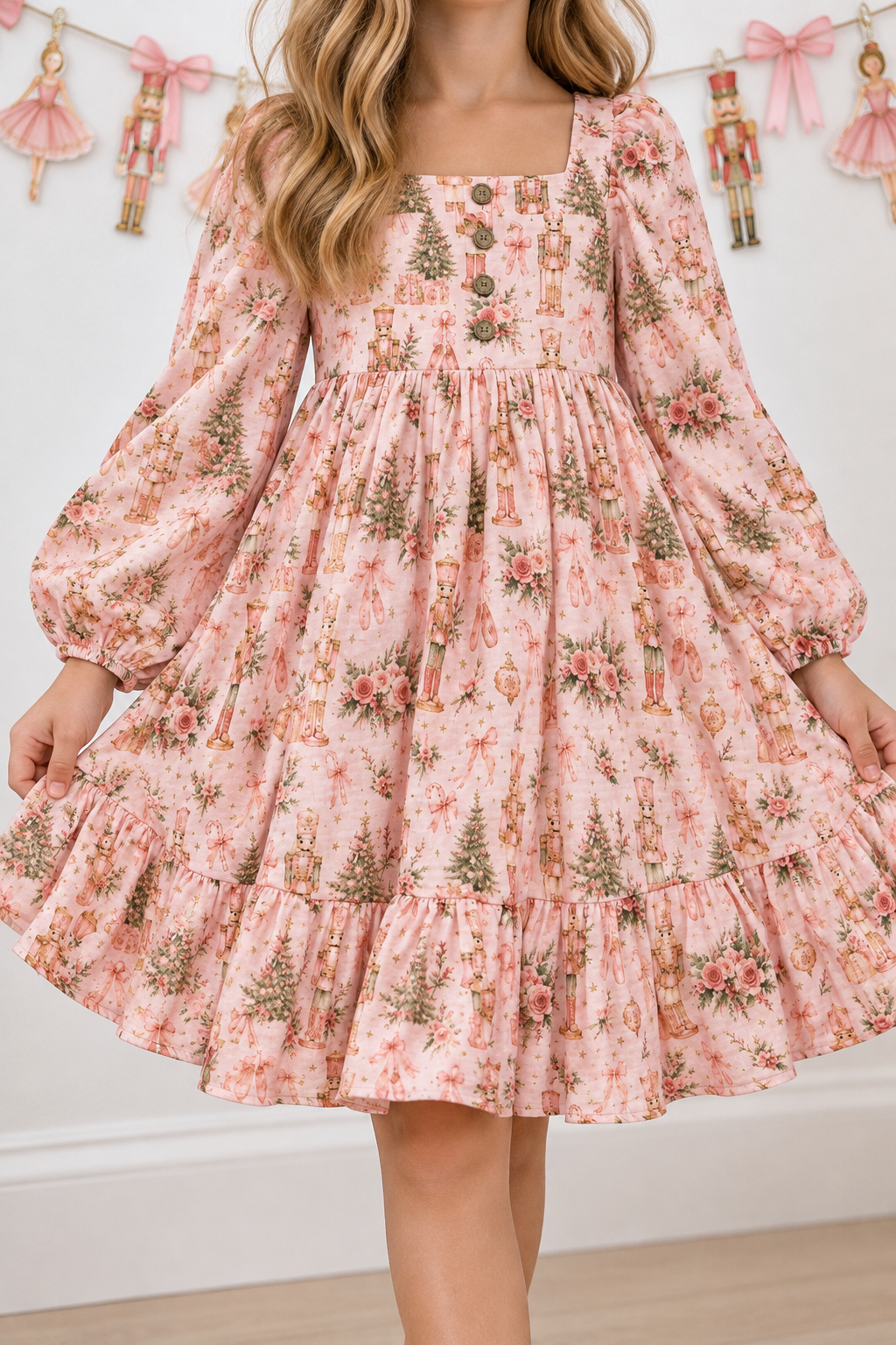 Puff Sleeve Gauze Dress - Nutcracker Bloom (Pre-Order ships end of October)
